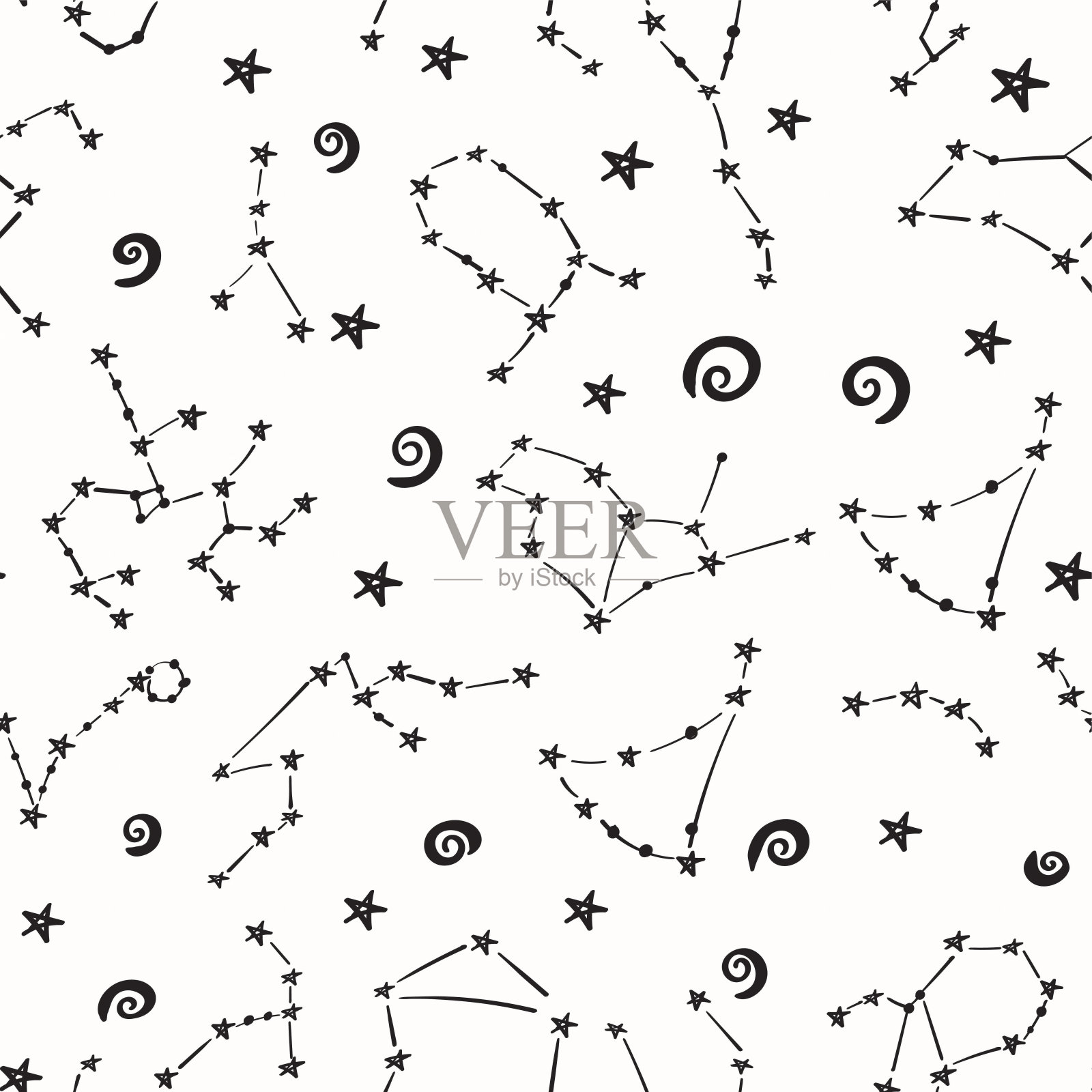 12生肖的无缝模式在白色的背景。矢量图插画图片素材