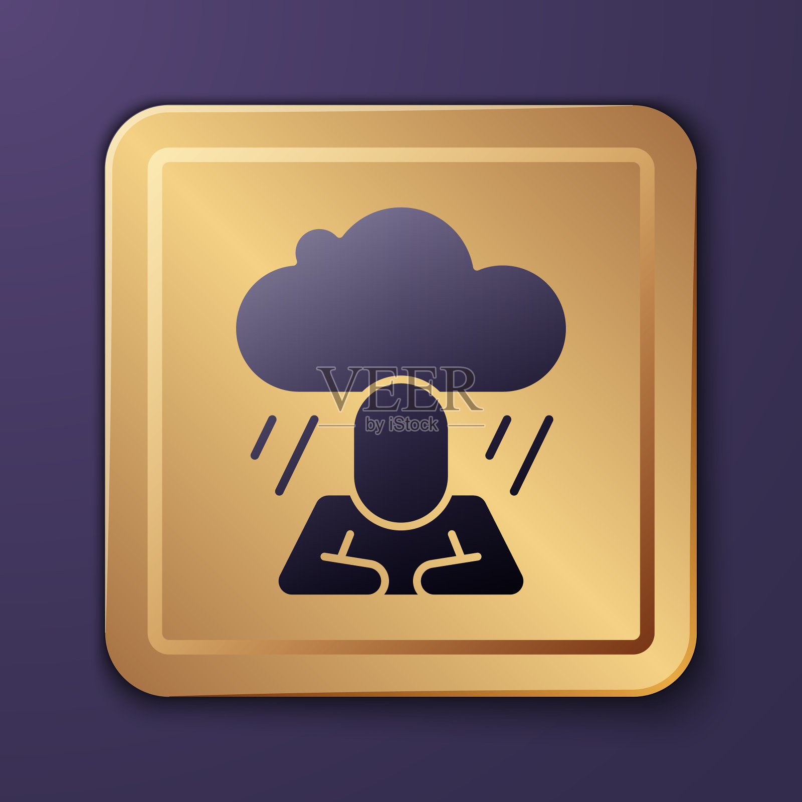 紫色的沮丧和挫折图标孤立上图标素材