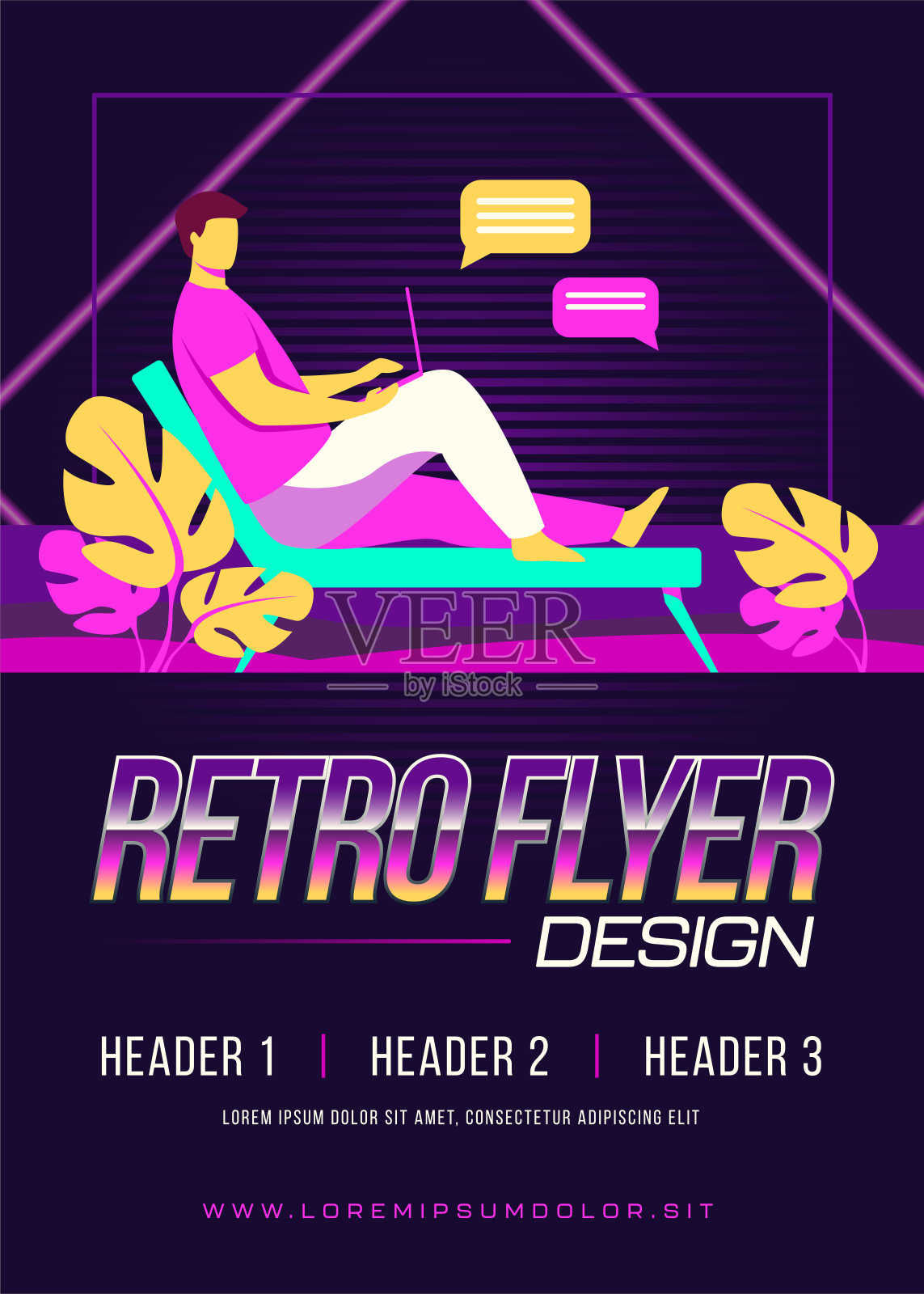 男性自由职业者在户外工作插画图片素材