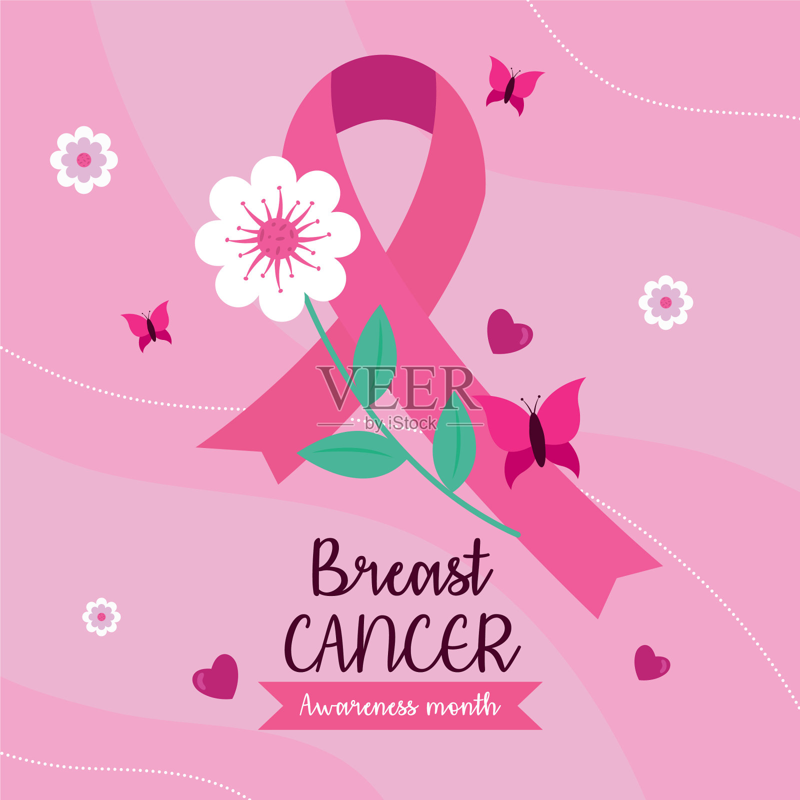 宣传乳腺癌的横幅插画图片素材