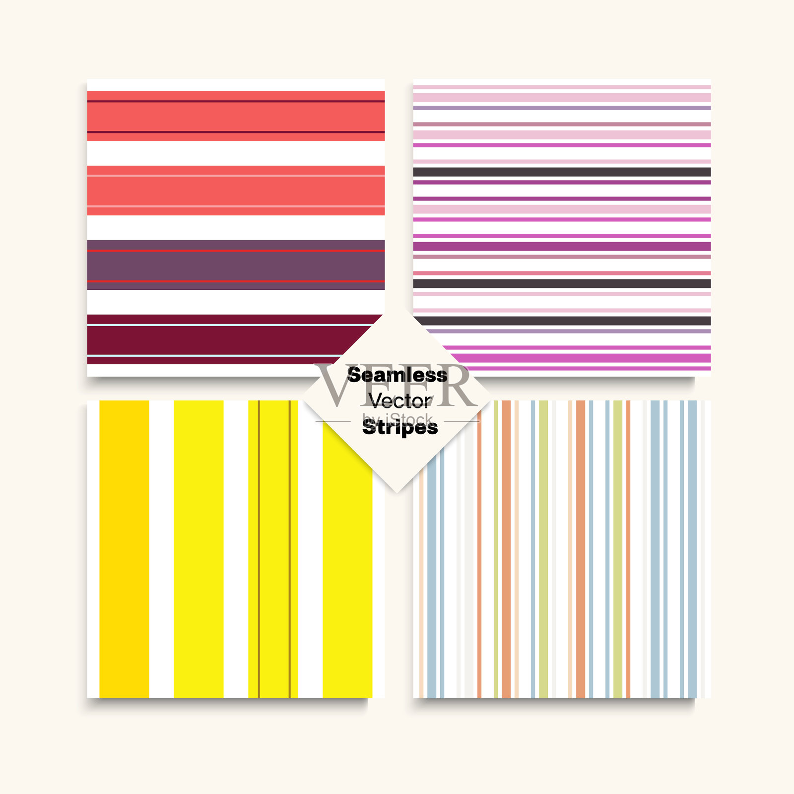 水手条纹无缝模式设置潮人插画图片素材