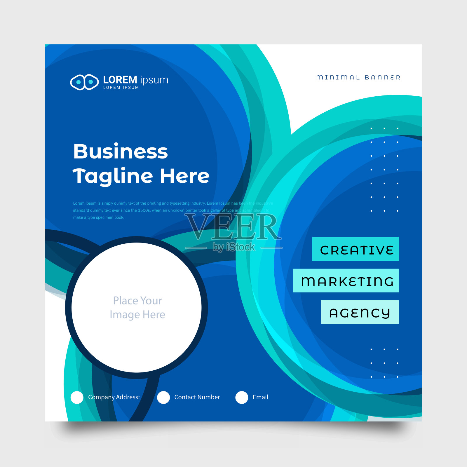 企业业务营销马赛克风格的社交媒体张贴横幅设计模板素材