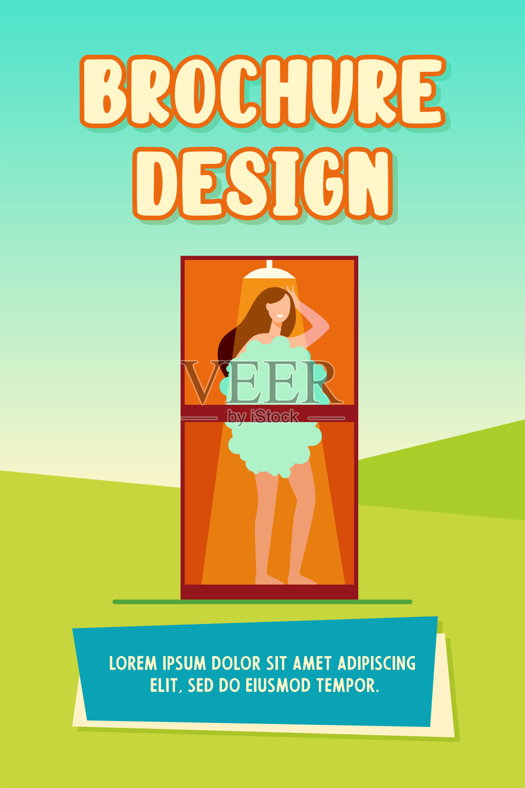 女人洗澡完插画图片素材