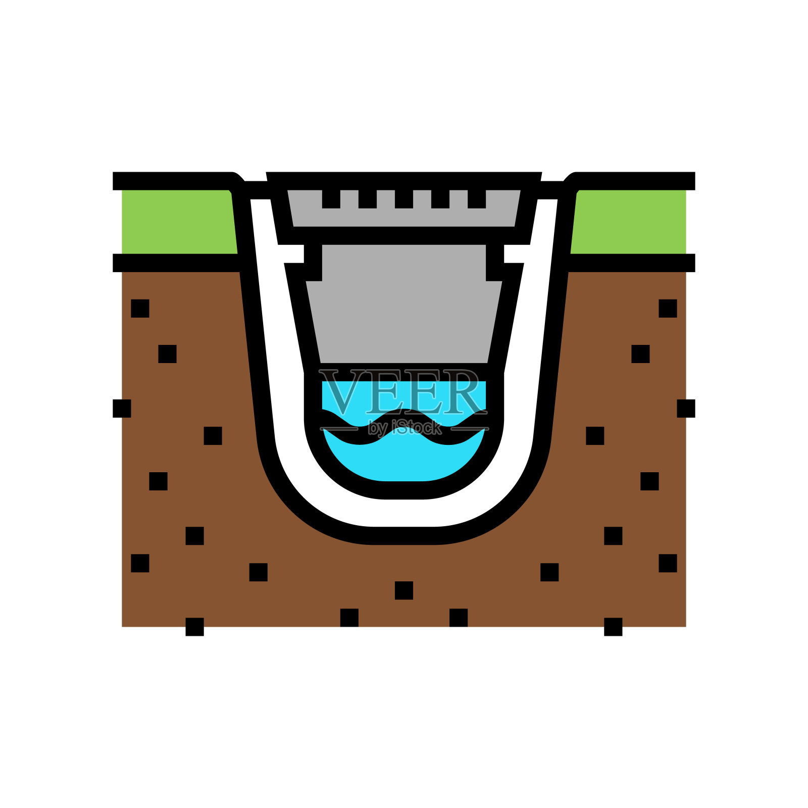 建设排水系统彩色图标矢量插图插画图片素材