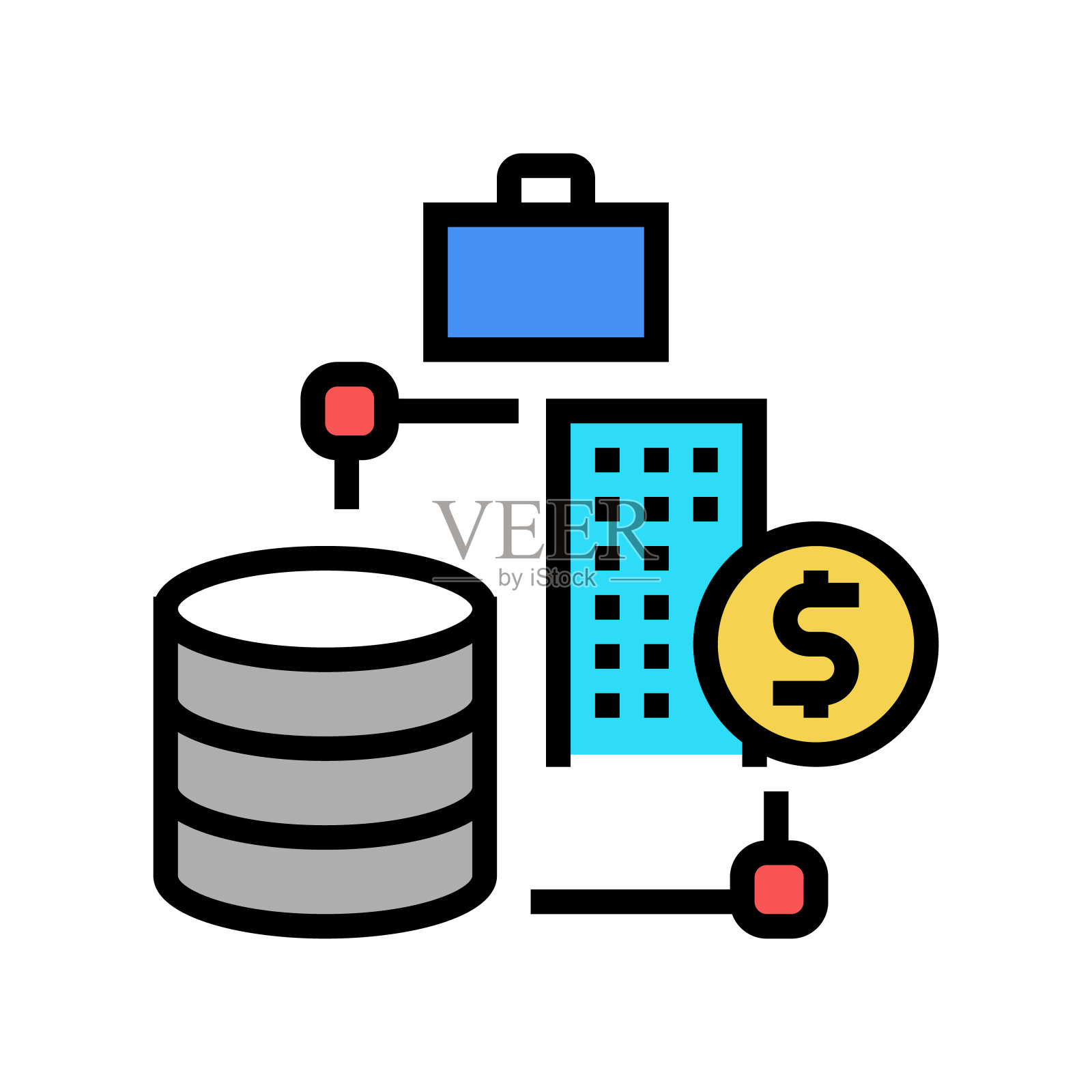 商业数字处理彩色图标矢量插图插画图片素材