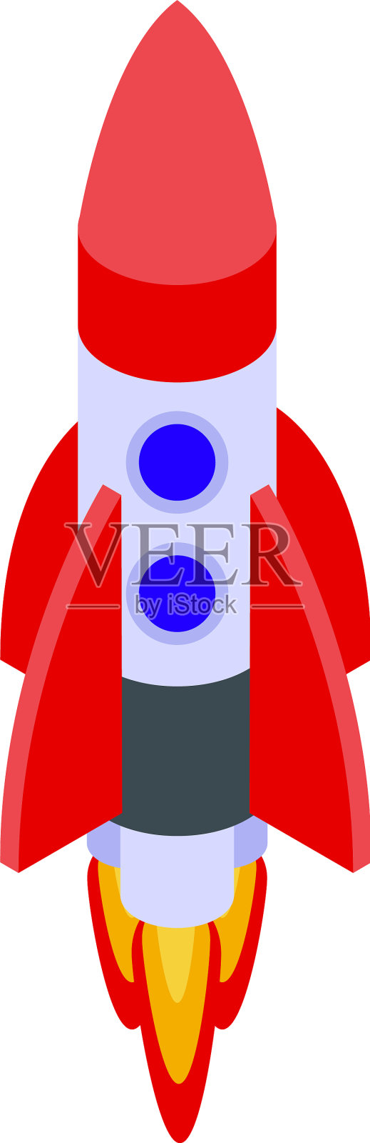 质量保证飞火箭图标等距风格插画图片素材