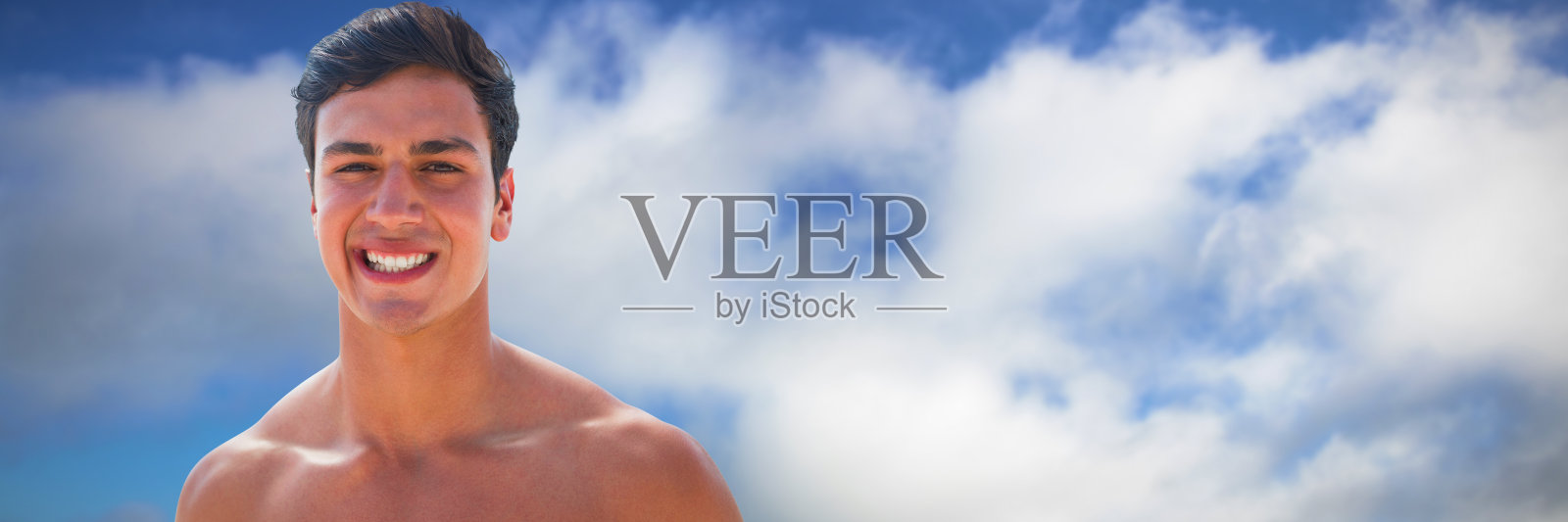 合成图像的肖像快乐的赤膊青年男子照片摄影图片