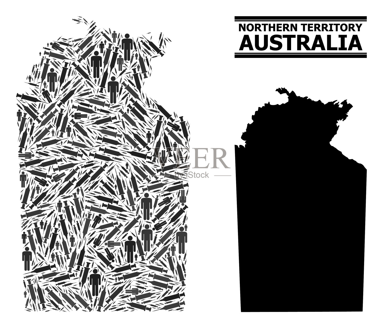 疫苗马赛克地图澳大利亚北部插画图片素材