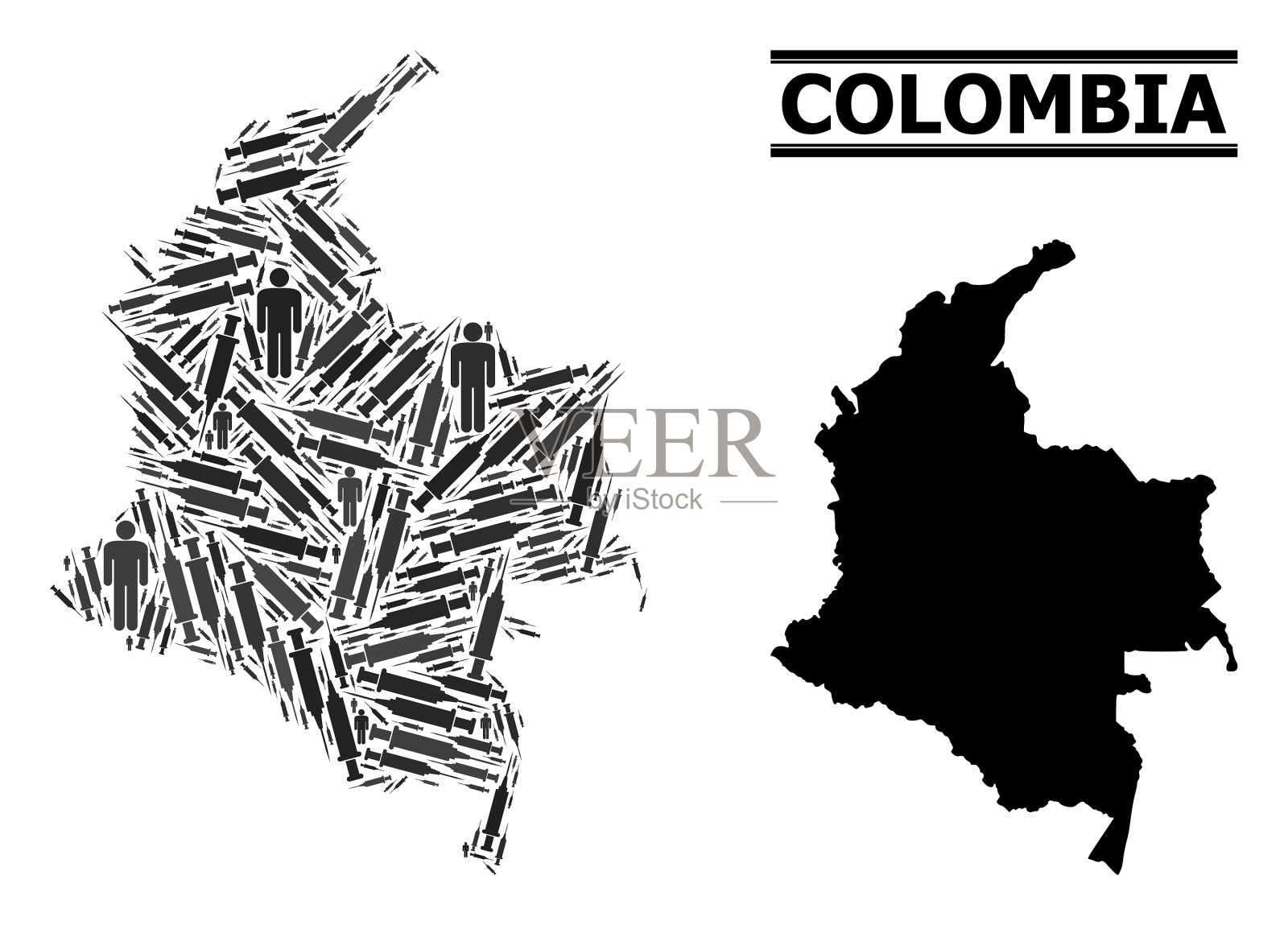 哥伦比亚疫苗马赛克图插画图片素材