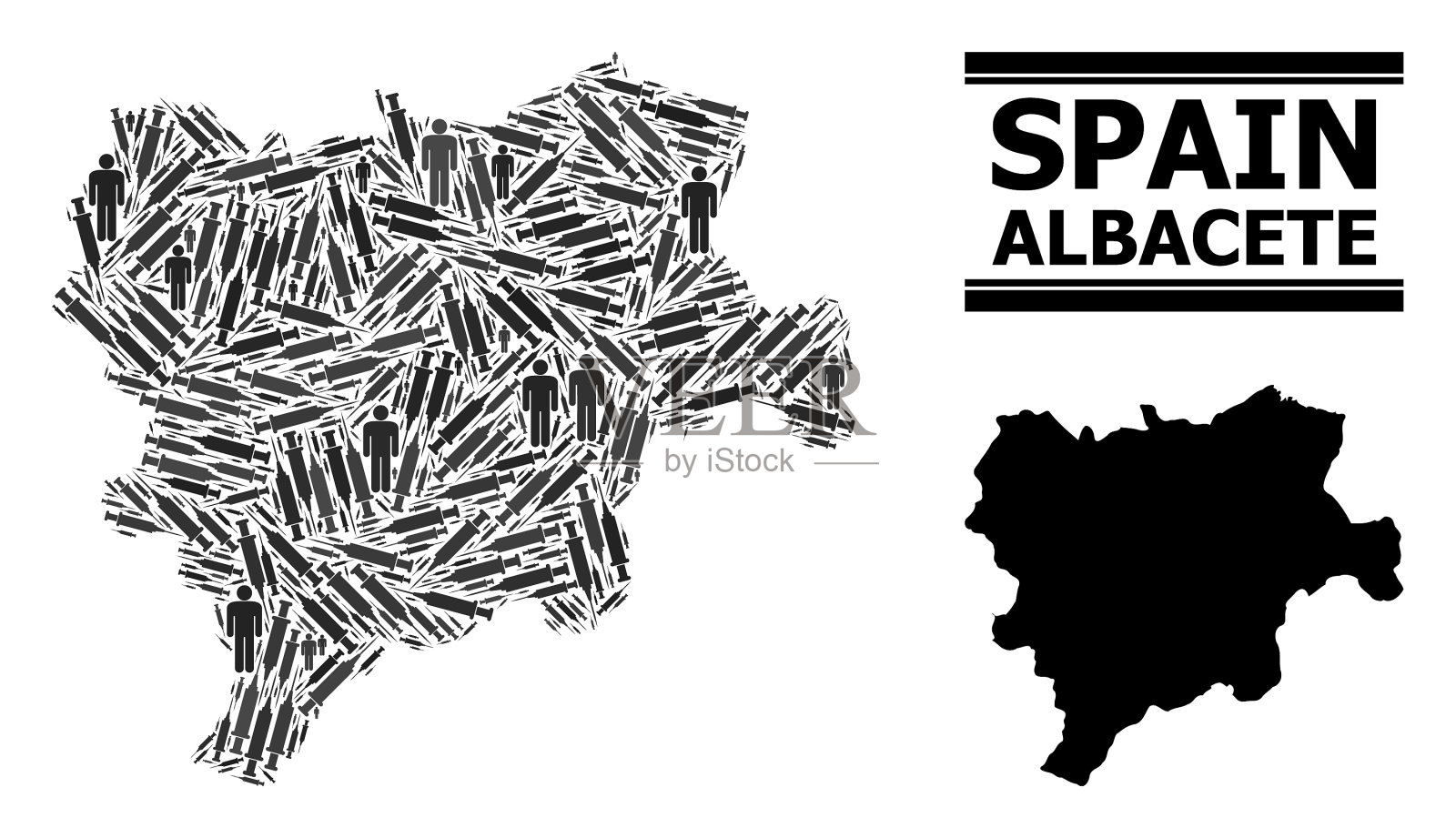 病毒治疗马赛克地图albacete省插画图片素材