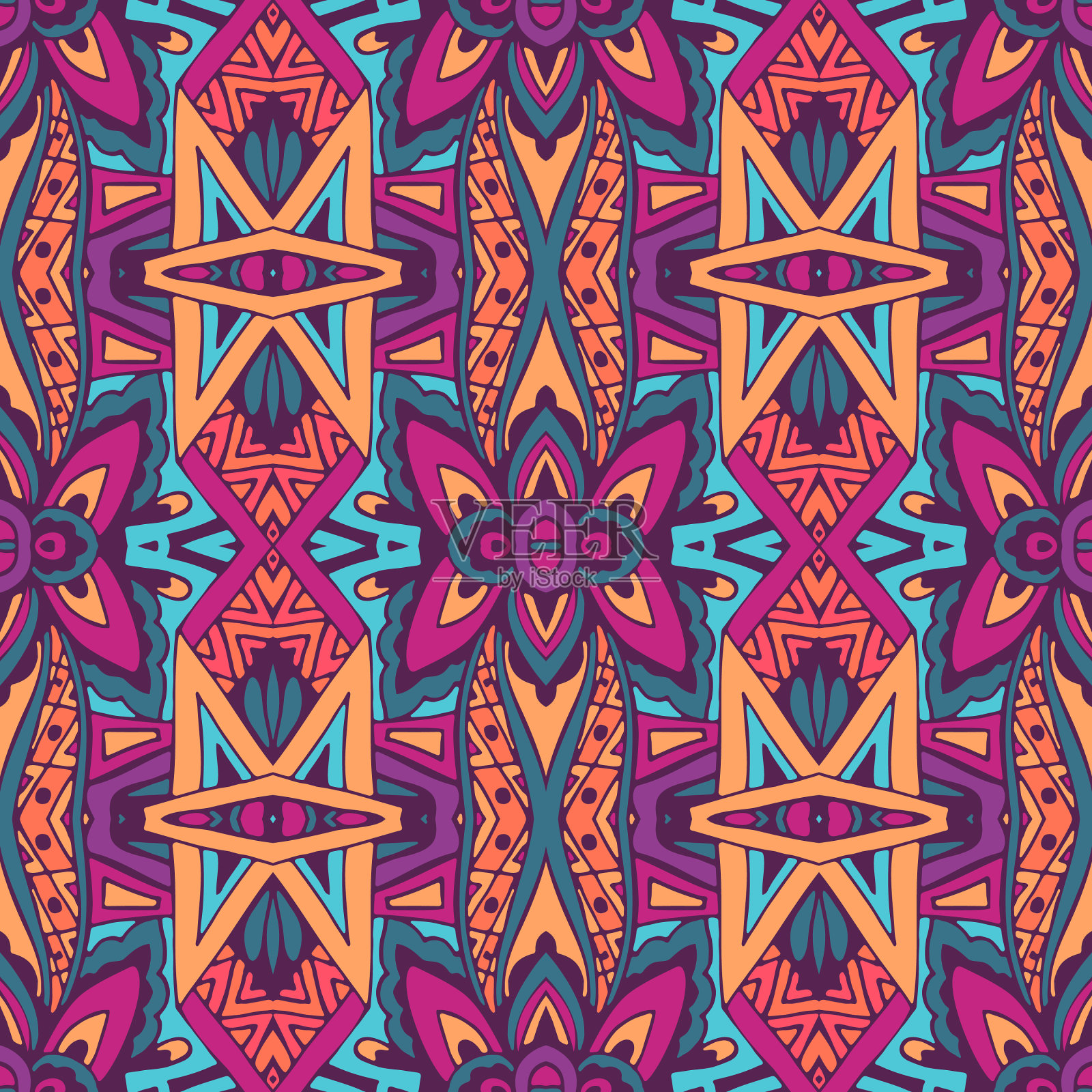 无缝图案，民族，部落，几何插画图片素材