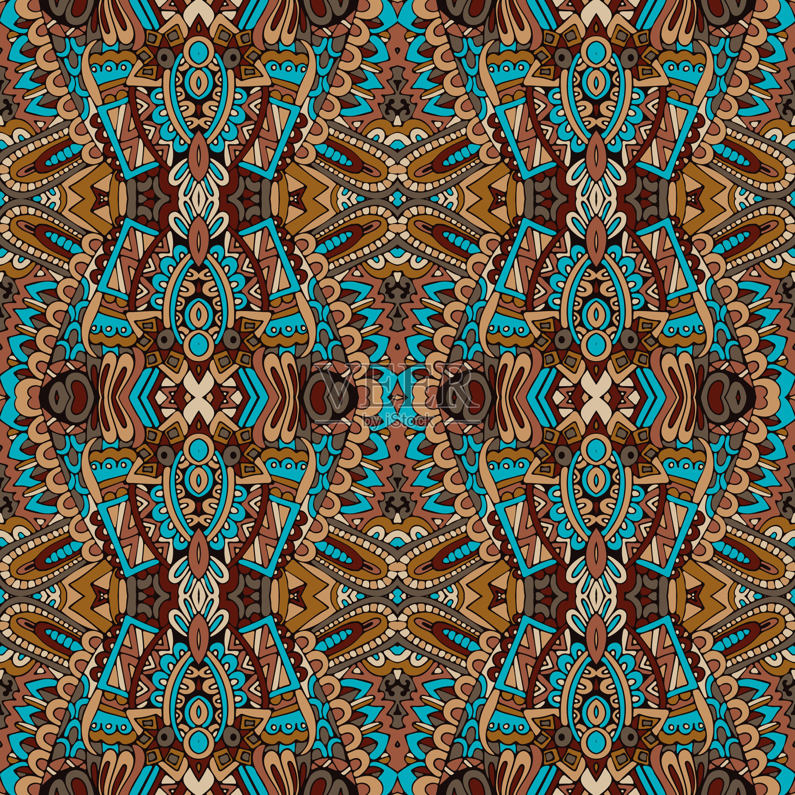 部落复古抽象几何民族无缝插画图片素材