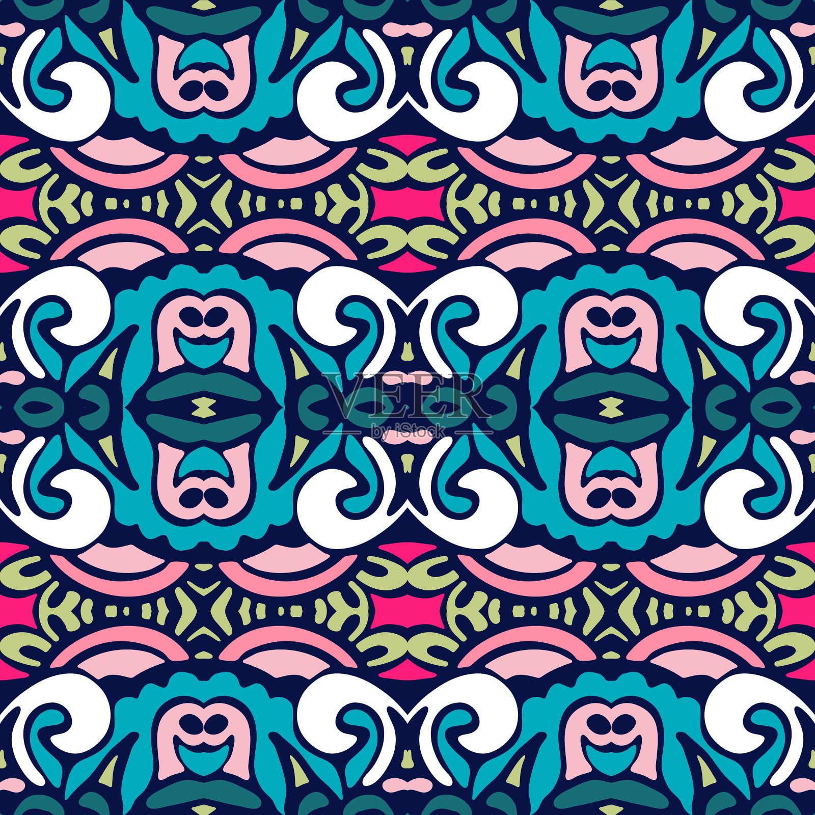 种族无缝模式部落背景阿兹特克人插画图片素材