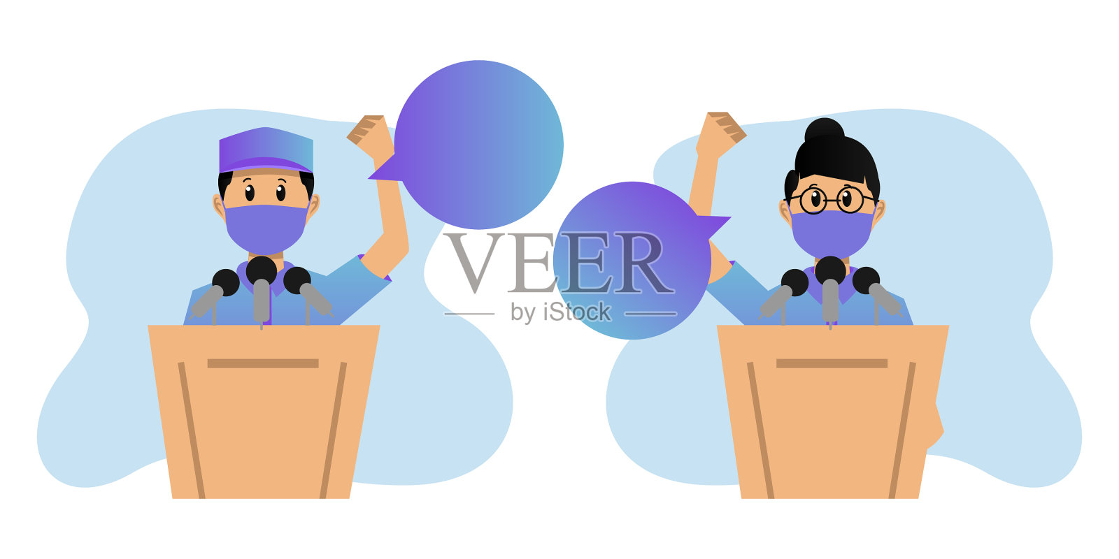 政治辩论的讲台横幅设计插画图片素材