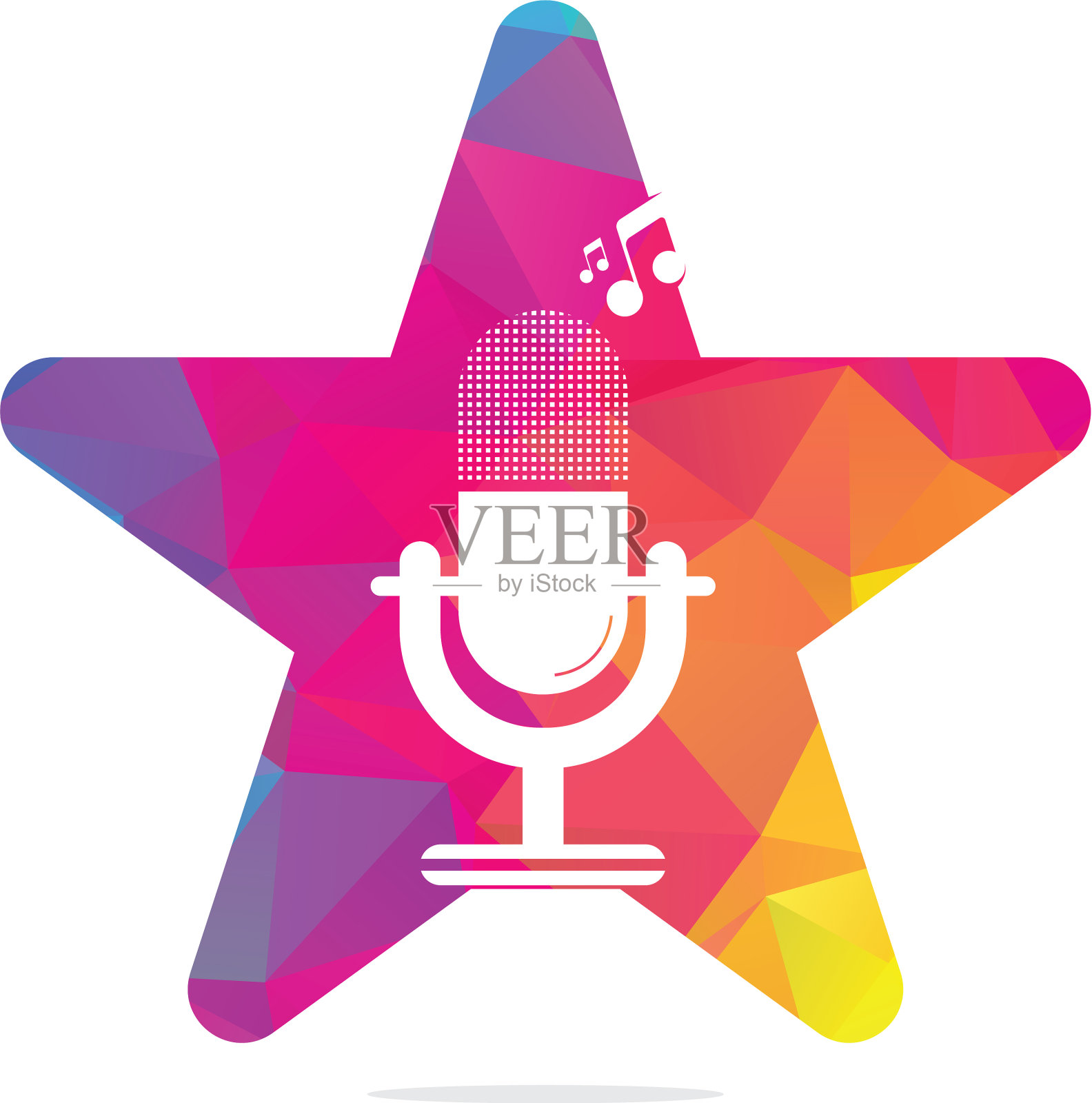 麦克风星形概念标志设计插画图片素材