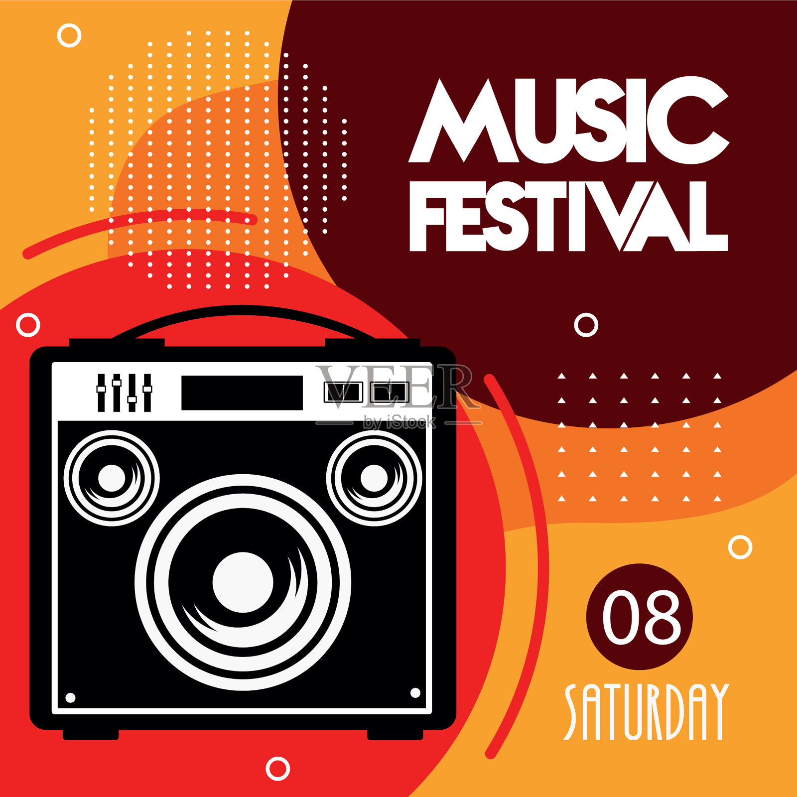 有扬声器和日期的音乐节海报插画图片素材