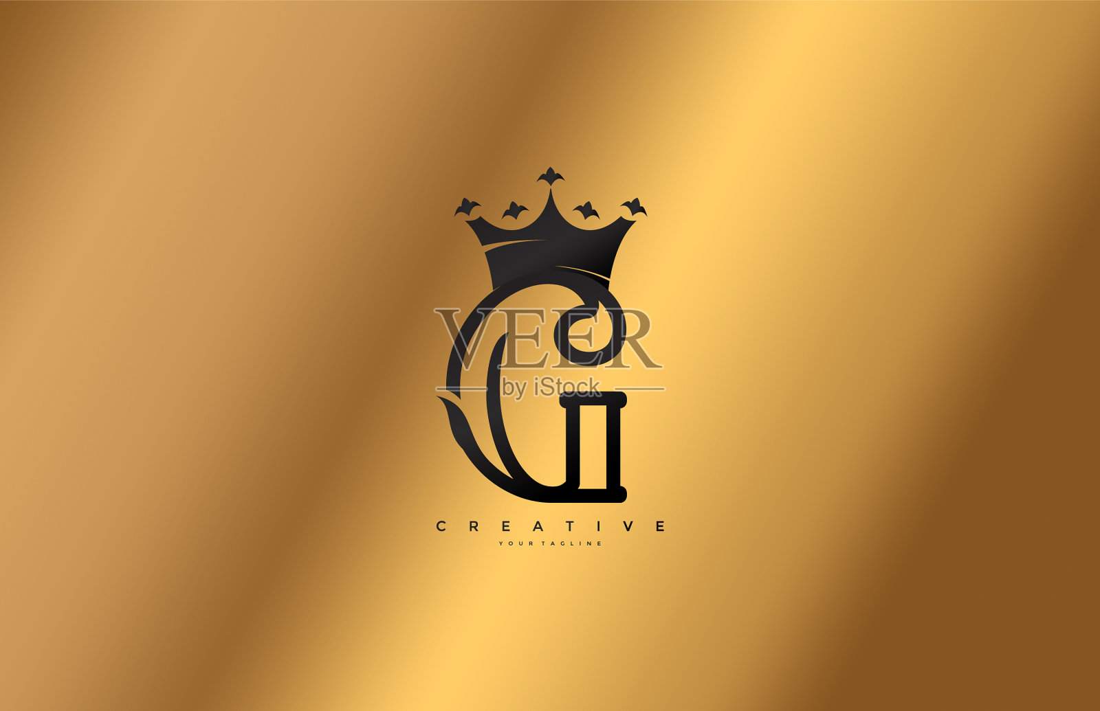 字母g连接的首字母冠王标志插画图片素材