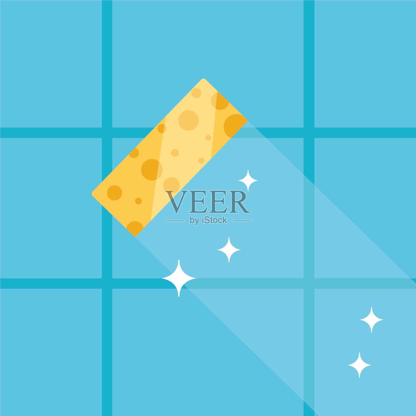 用海绵清洁瓷砖插画图片素材