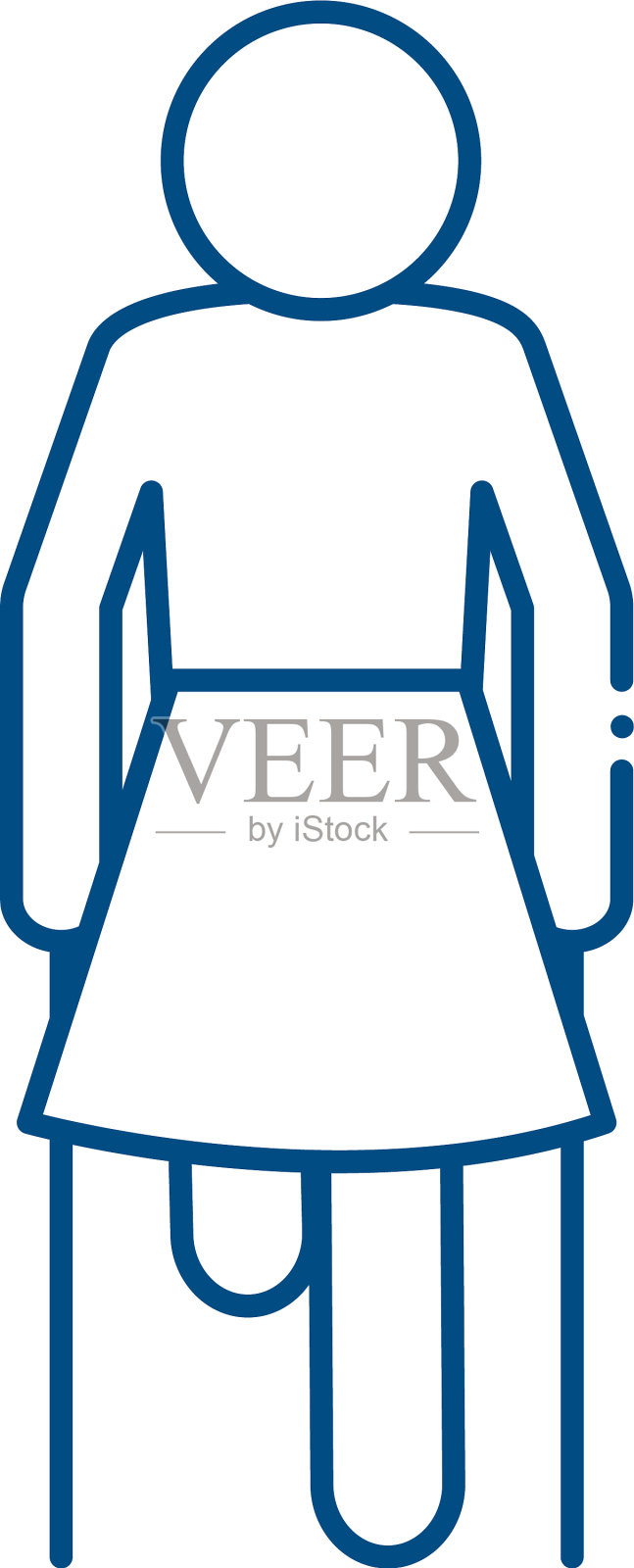 无腿女人与拐杖线风格图标插画图片素材