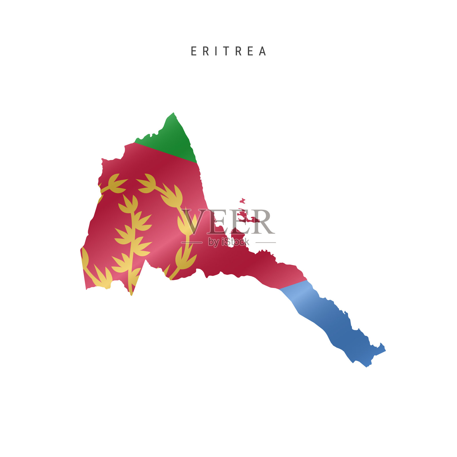 厄立特里亚国旗地图插画图片素材