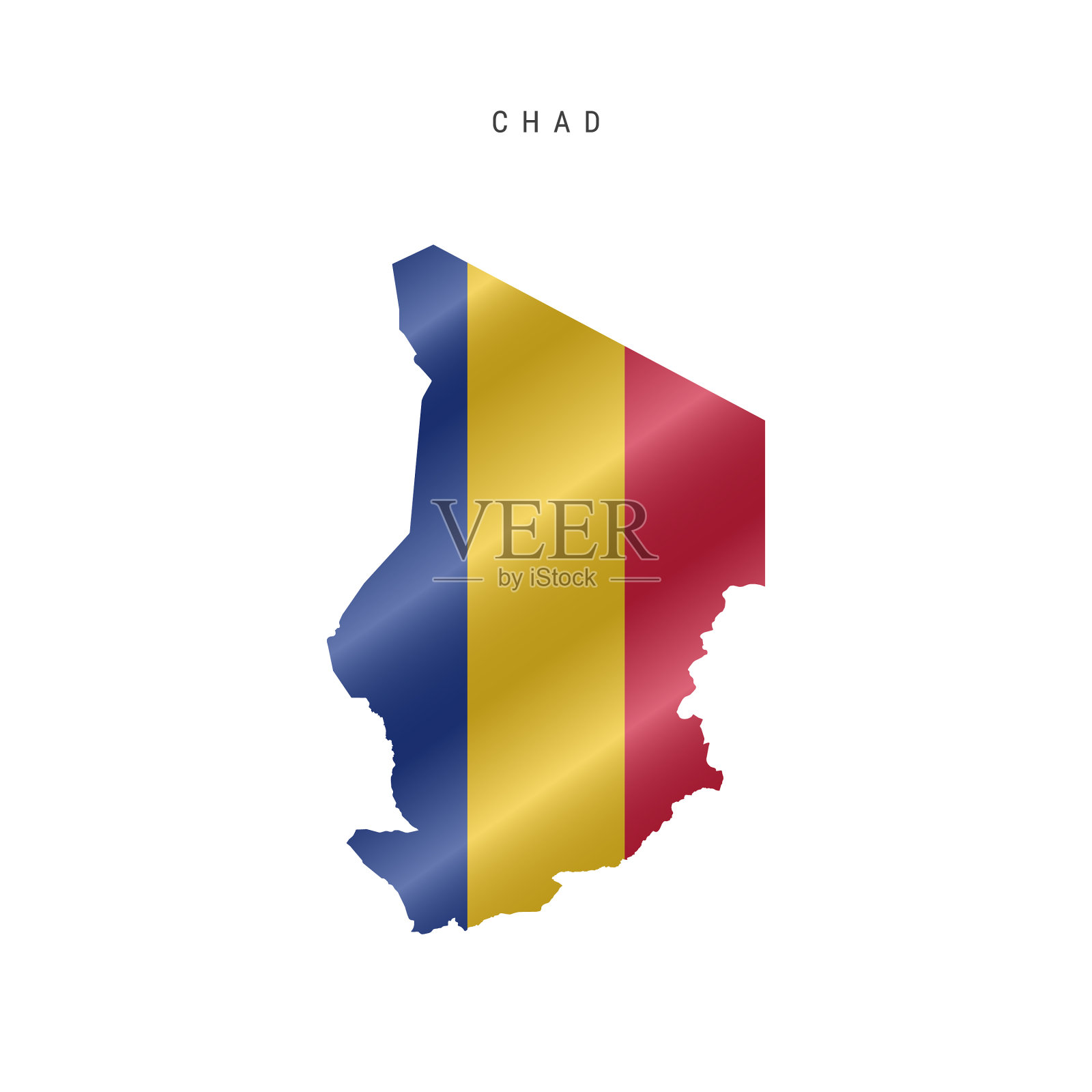 挥舞旗帜的乍得地图插画图片素材