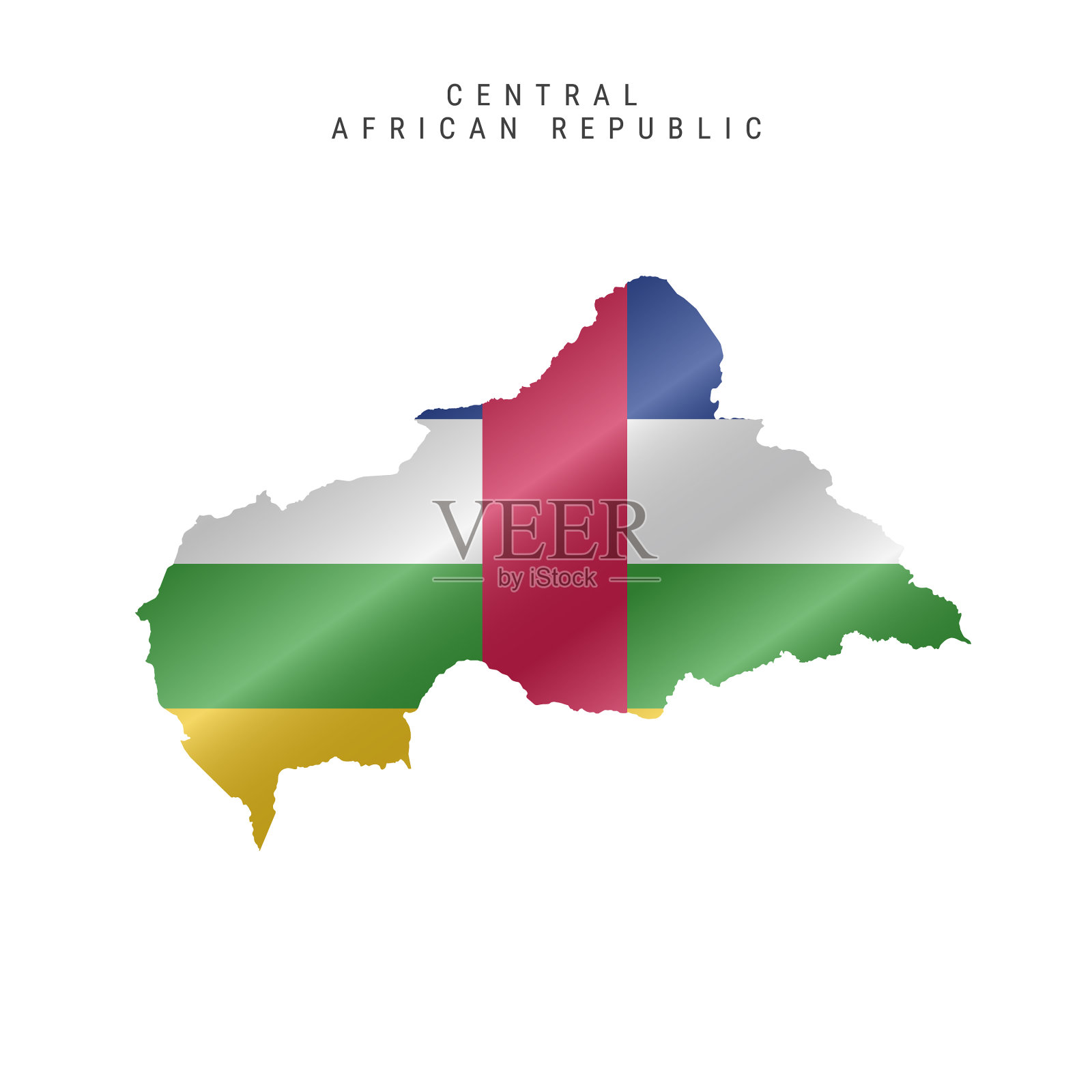 挥舞旗帜的中非共和国地图插画图片素材