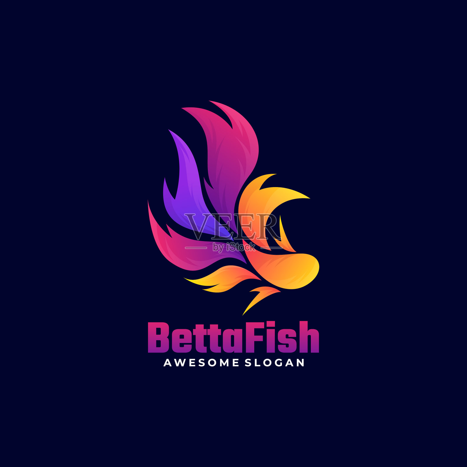 标志贝塔鱼色彩渐变风格插画图片素材