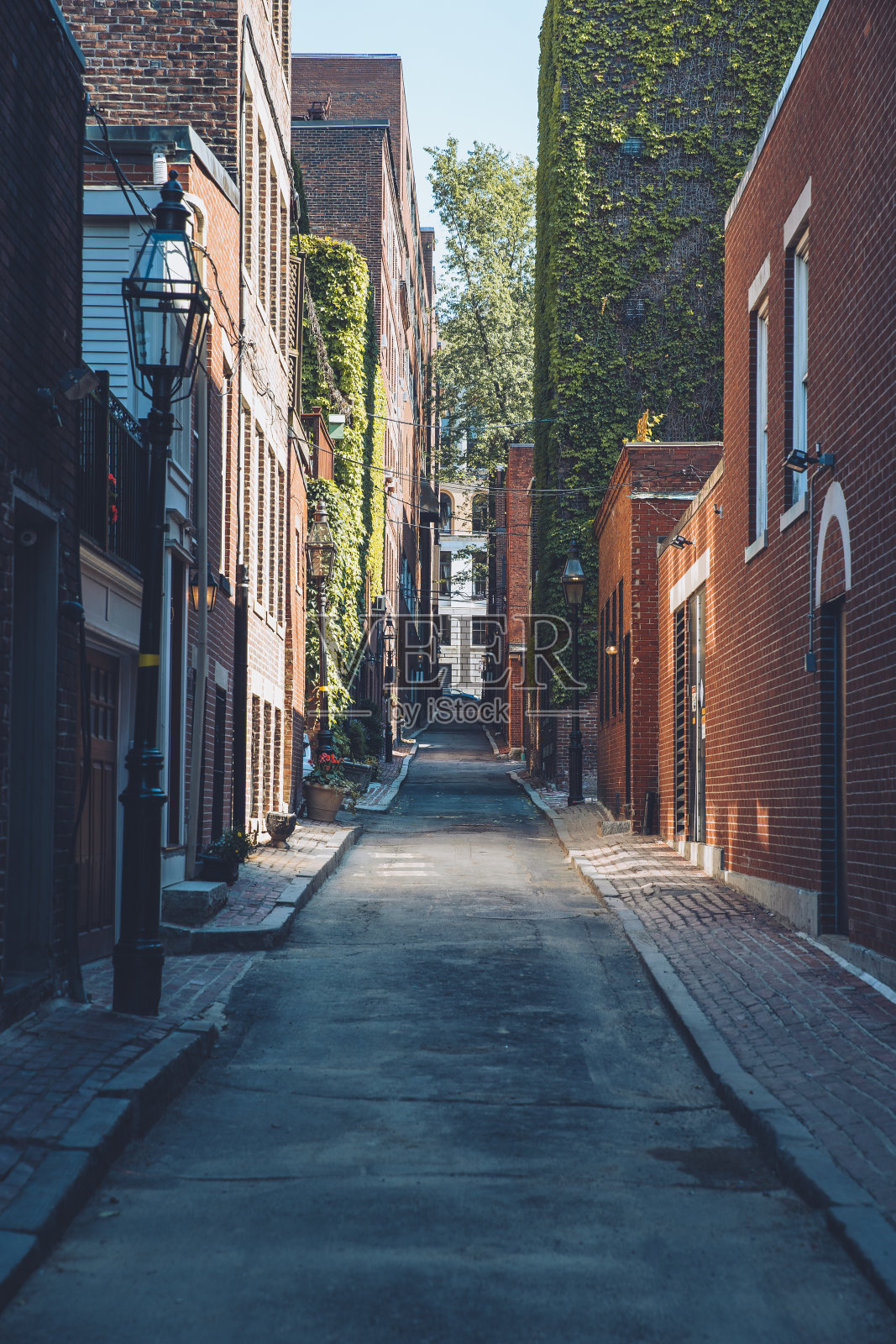 从远摄视角俯瞰波士顿的城市街道照片摄影图片