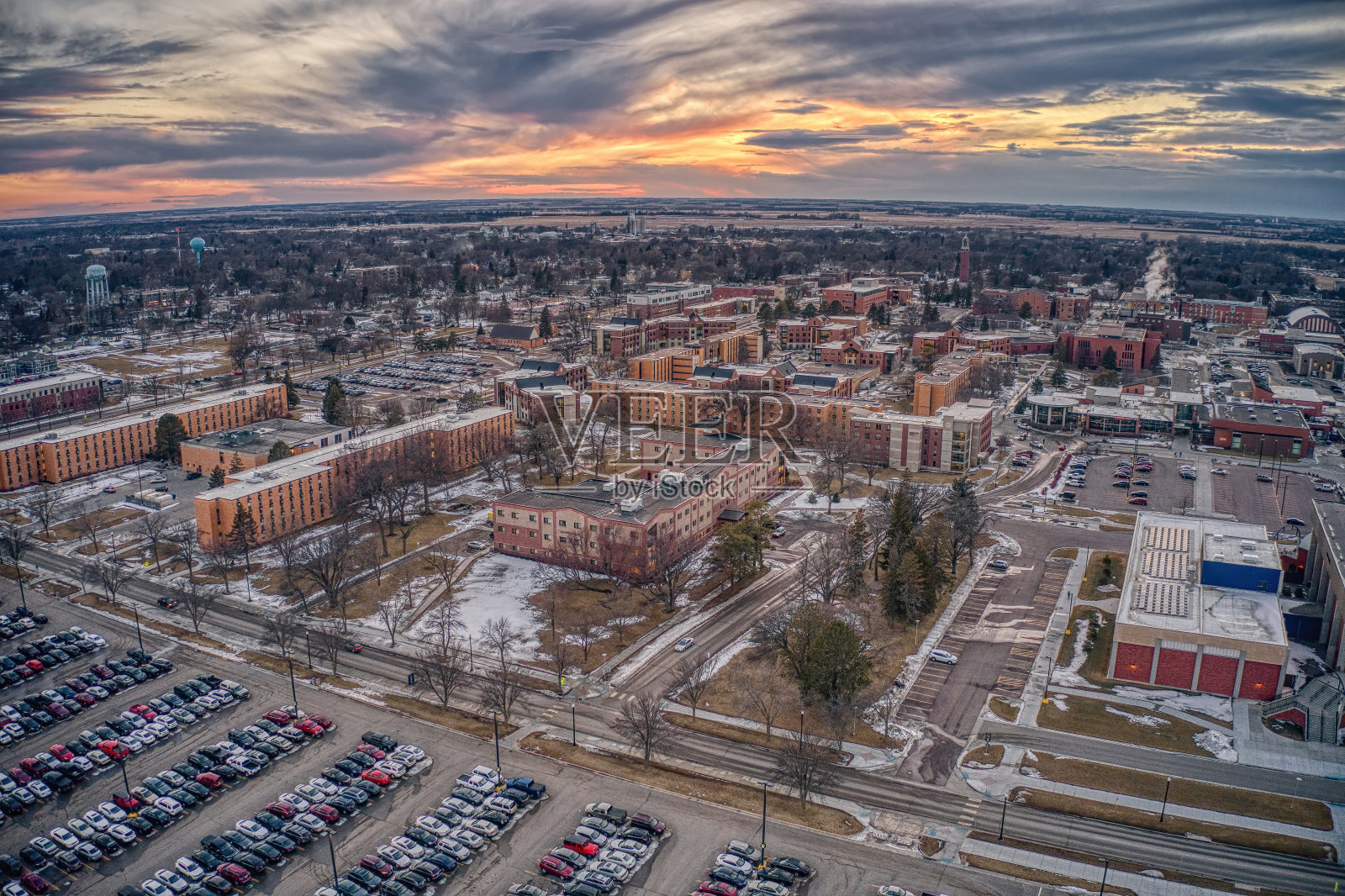 南达科他州布鲁金斯的一所大学的鸟瞰图照片摄影图片