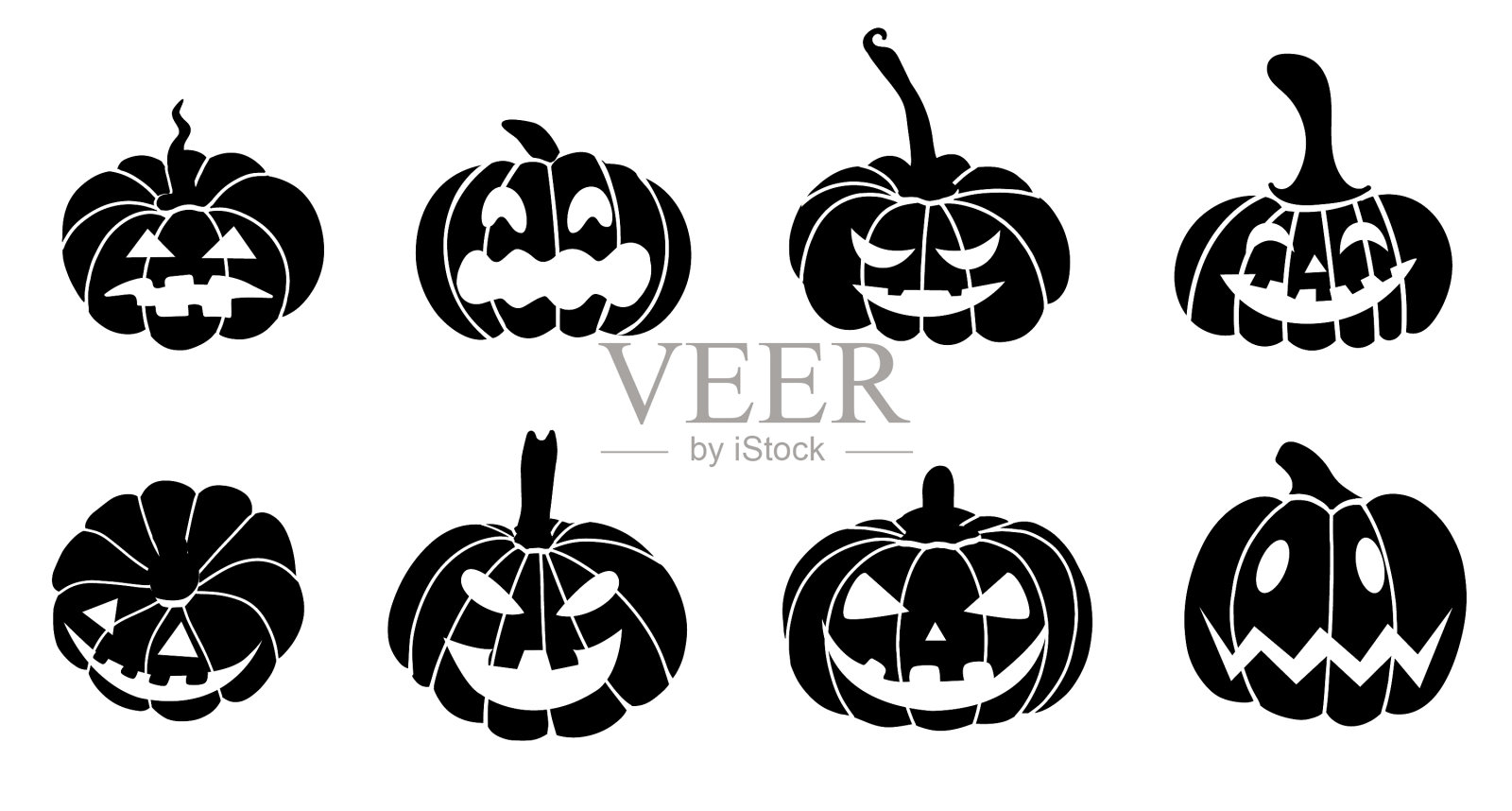 黑色南瓜剪影-为万圣节而设图标素材