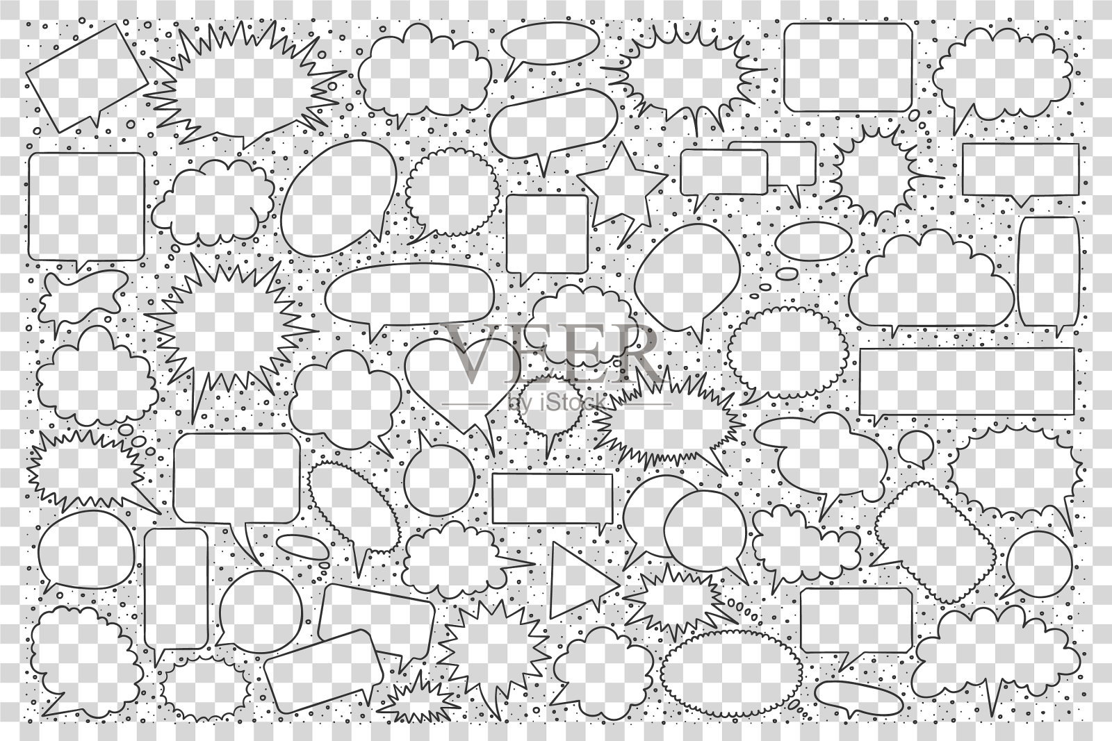 语音泡泡涂鸦集图标素材