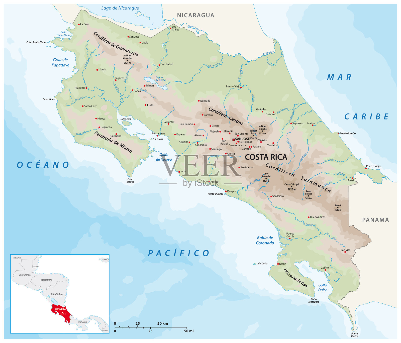 中美洲哥斯达黎加共和国实物矢量图插画图片素材