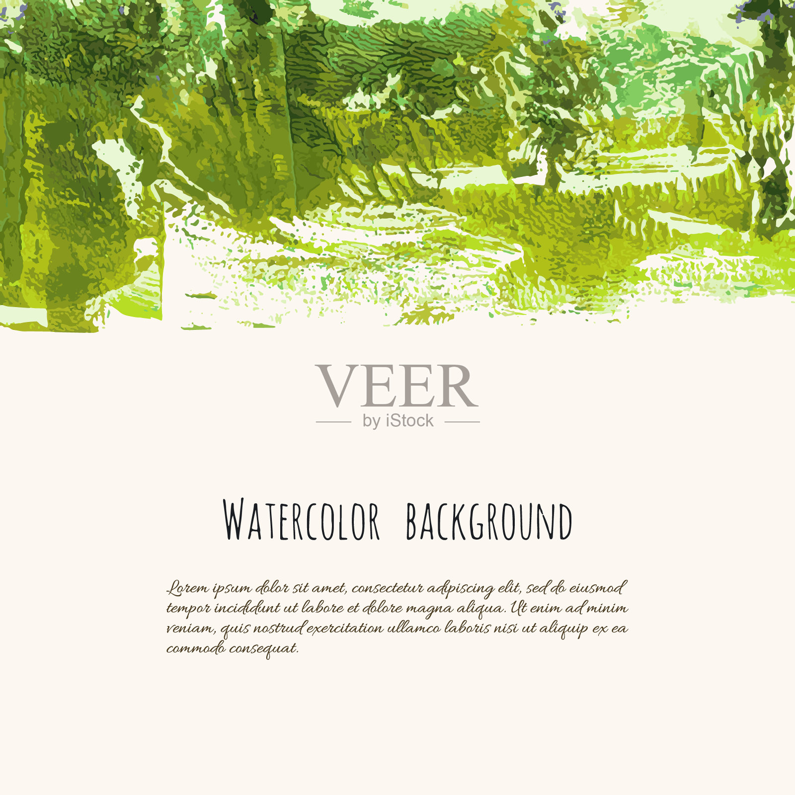 矢量绿色水彩纹理背景插画图片素材