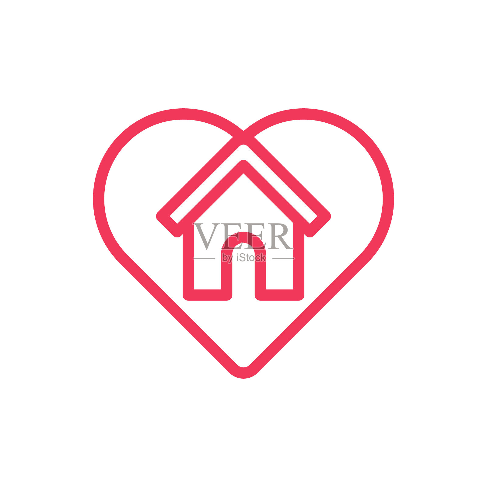 呆在家里标志图标矢量设计插图。家与爱的图标设计概念。心形图标Home在冠状病毒(COVID-19)大流行期间显示“待在家里”或“注意安全”的信息设计元素图片