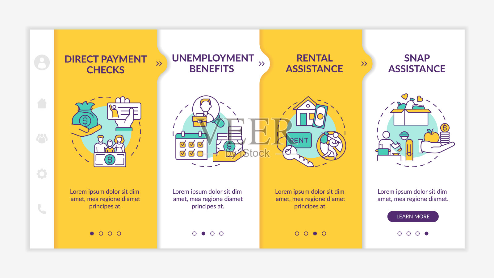 提高失业救济的失业工人上船矢量模板插画图片素材