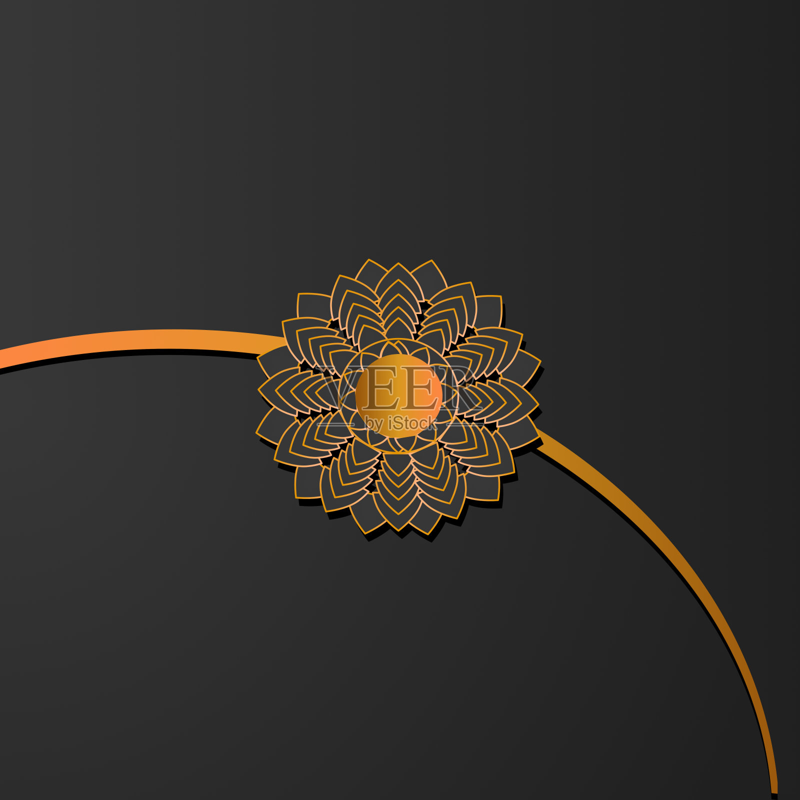 金色抽象曼达尔装饰图案的背景，邀请，卡片，优质模板。插画图片素材