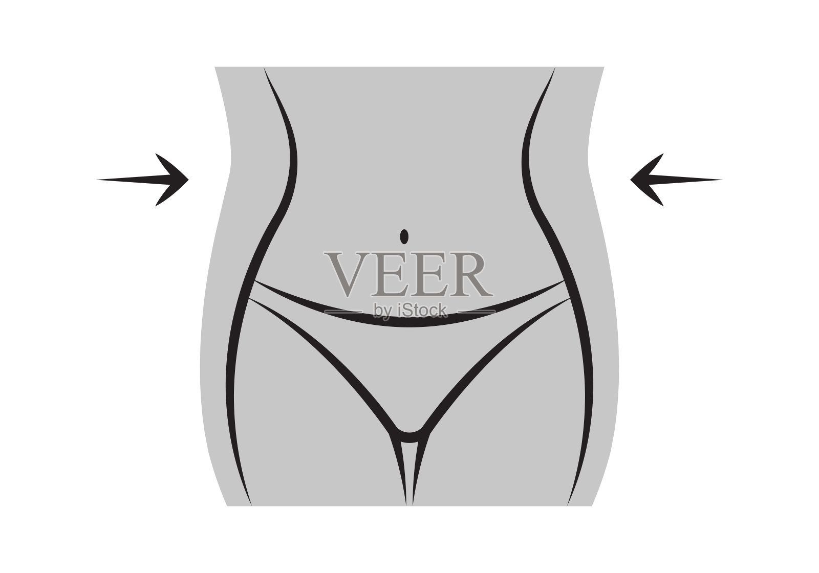 减肥图标与女人的腰。苗条的女性身体轮廓轮廓。矢量插图。插画图片素材