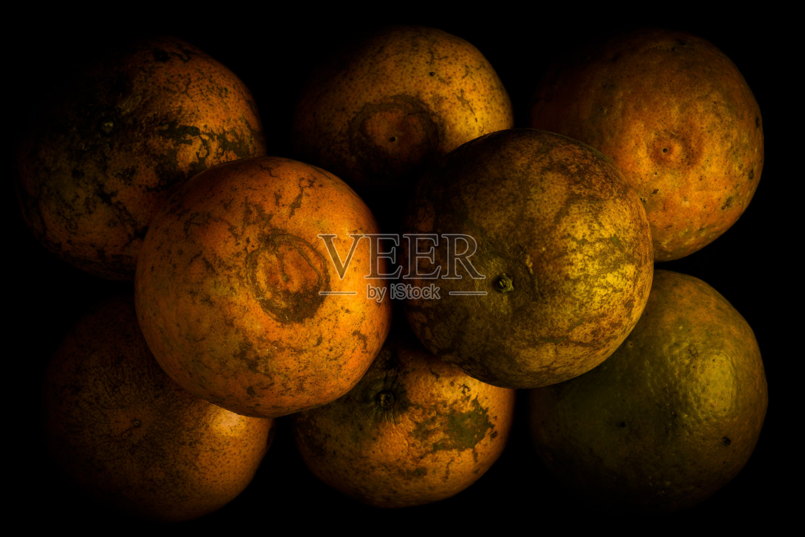 有疤痕和彩色皮的天然橙子，来自天然热带桔子树的橙子照片摄影图片