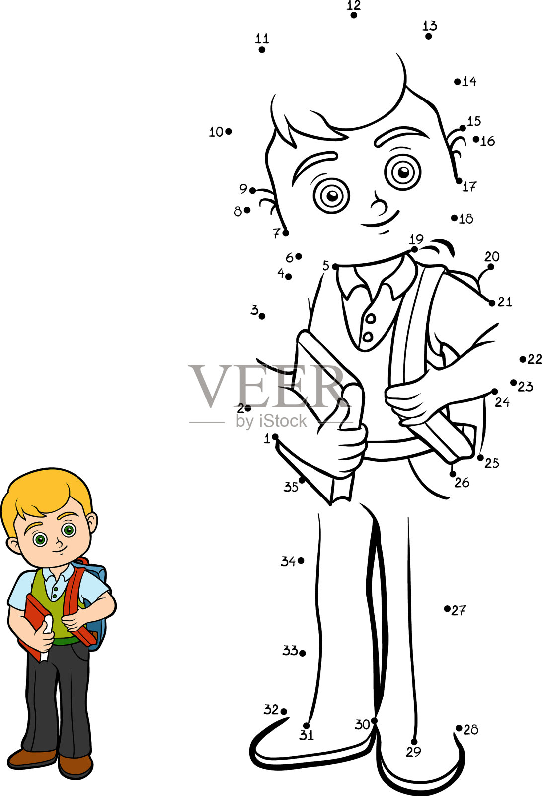 数字游戏男孩与一本书插画图片素材