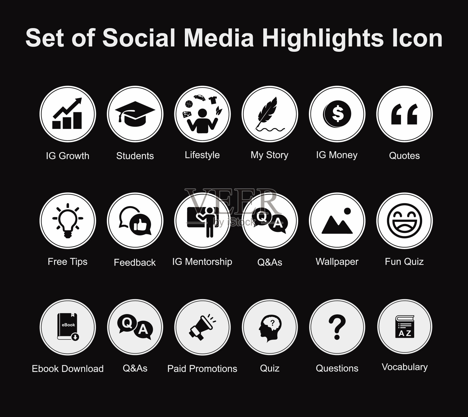 集合社交媒体突出图标图标素材