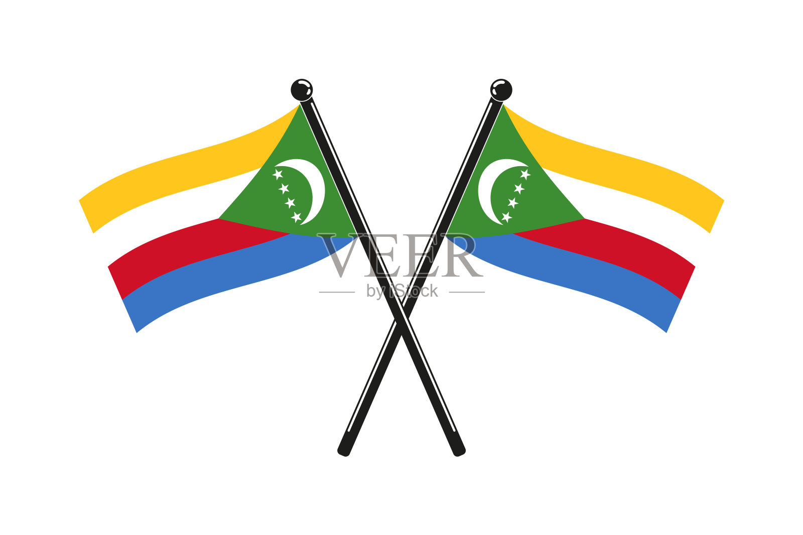 科摩罗国旗交叉在木棒上设计元素图片