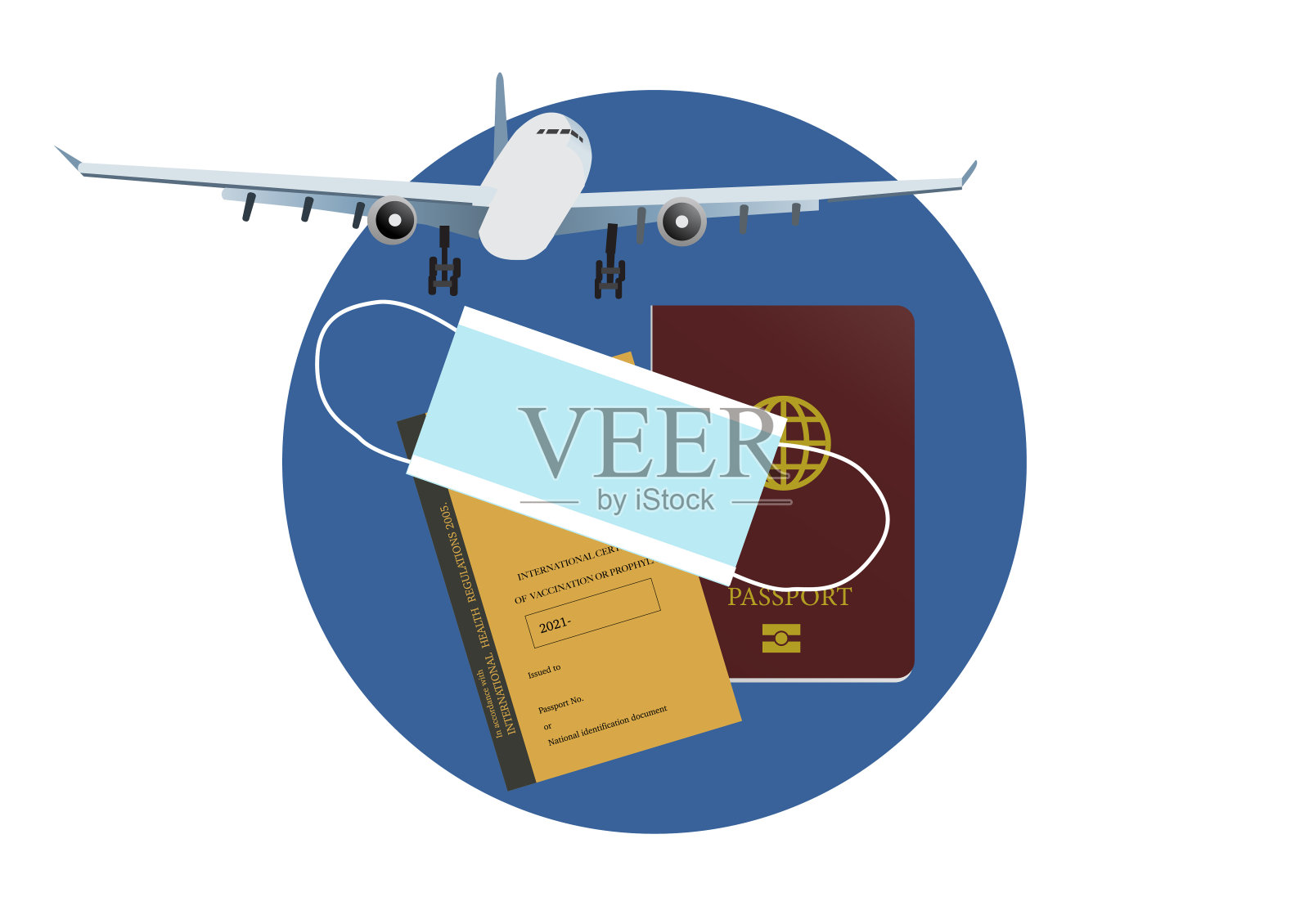 新常态和新冠肺炎大流行下重新开放飞机旅行的理念。插画图片素材