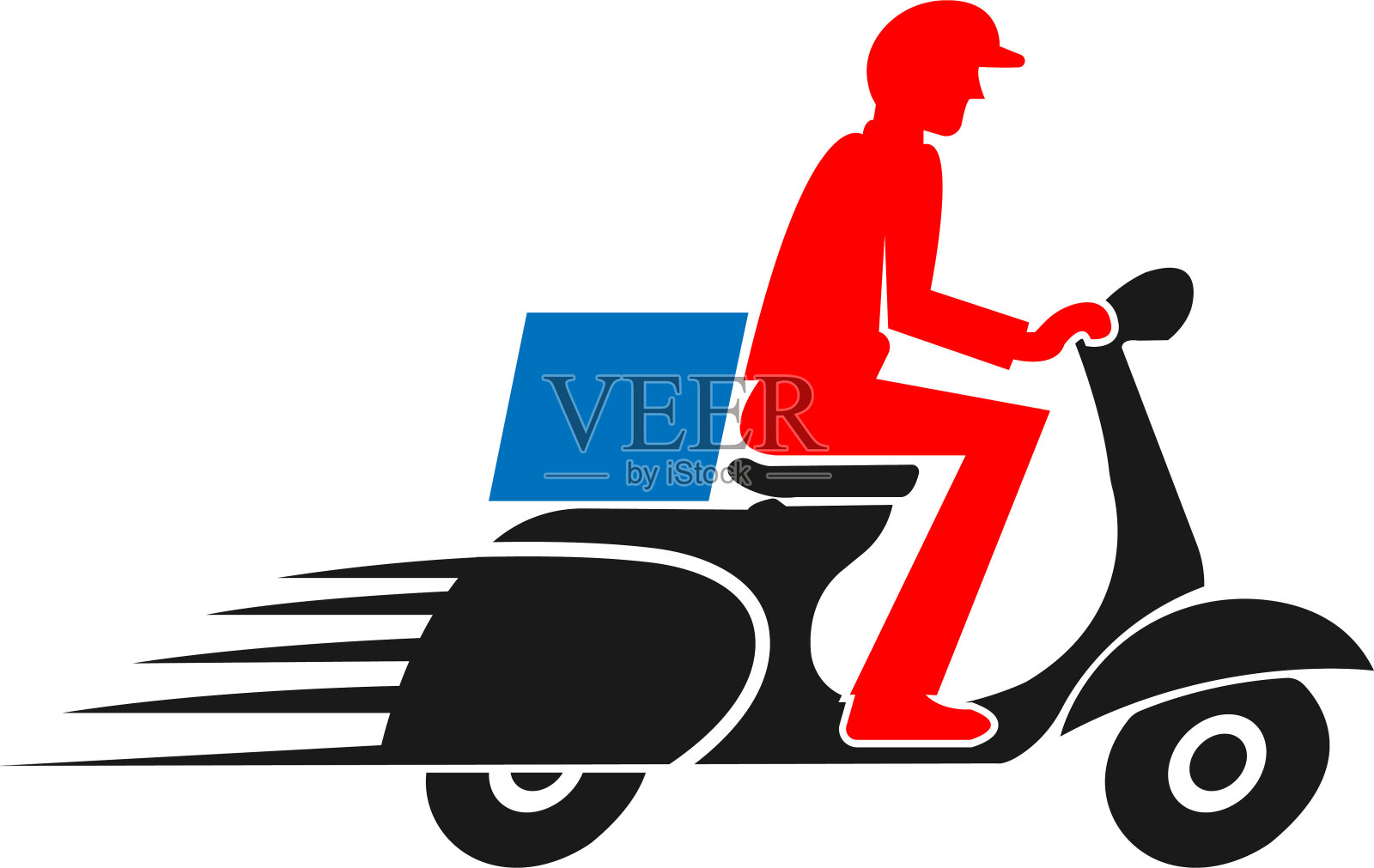 快递图标，快递男孩图标，快递与摩托车图标插画图片素材