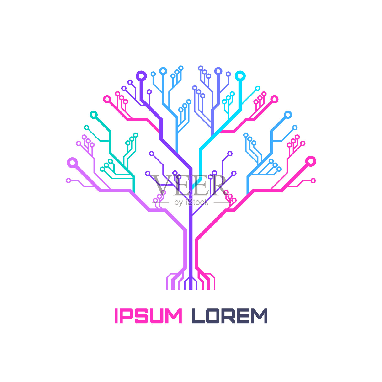 树形线路板图案插画图片素材
