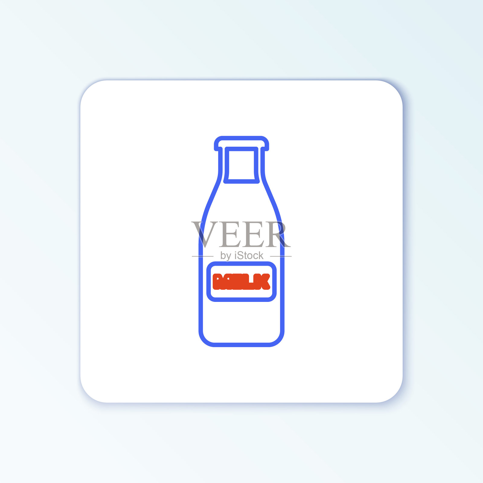 线封闭的玻璃瓶与牛奶和盖子图标隔离在白色背景。色彩斑斓的轮廓的概念。向量图标素材