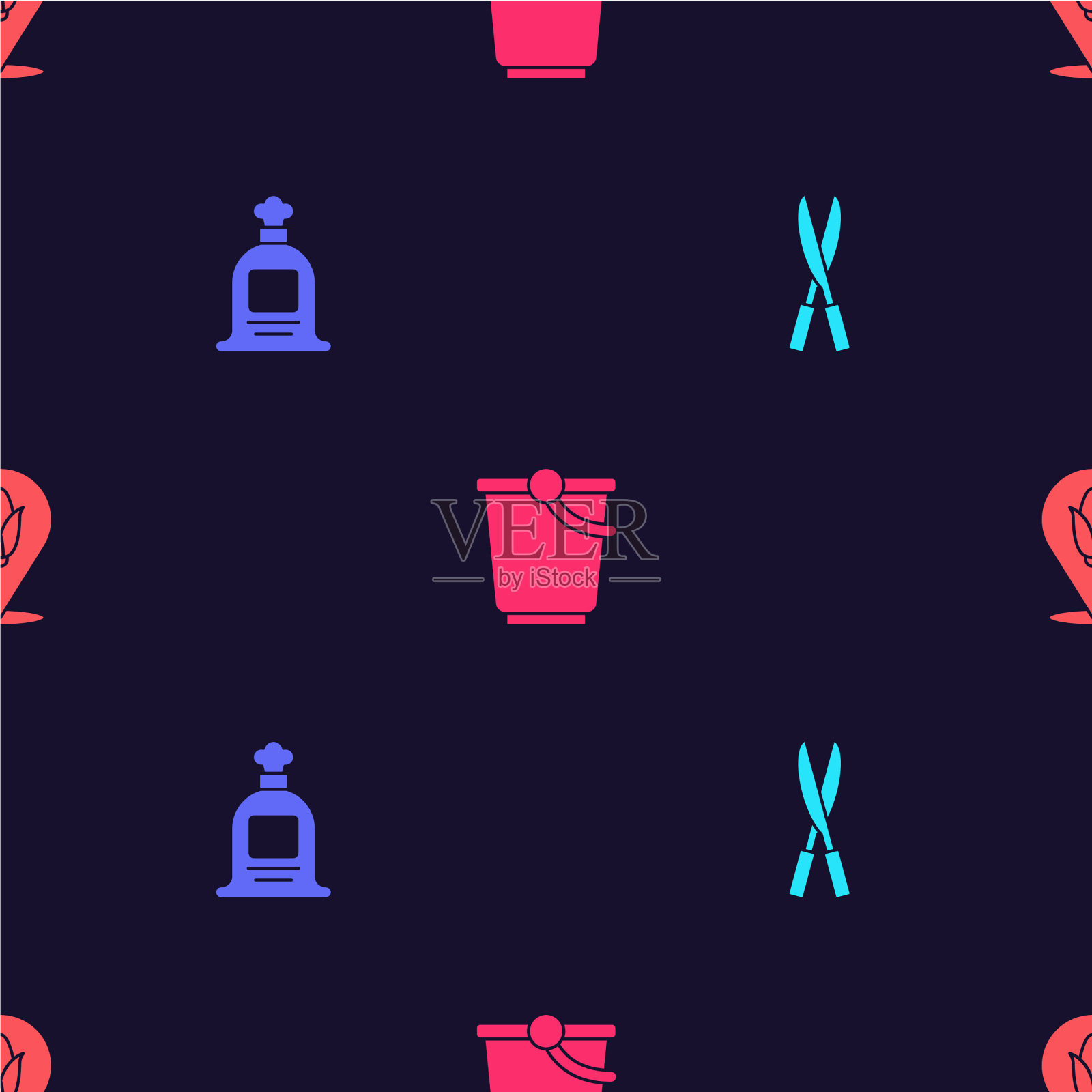 设置园艺手工剪刀满袋桶图标素材