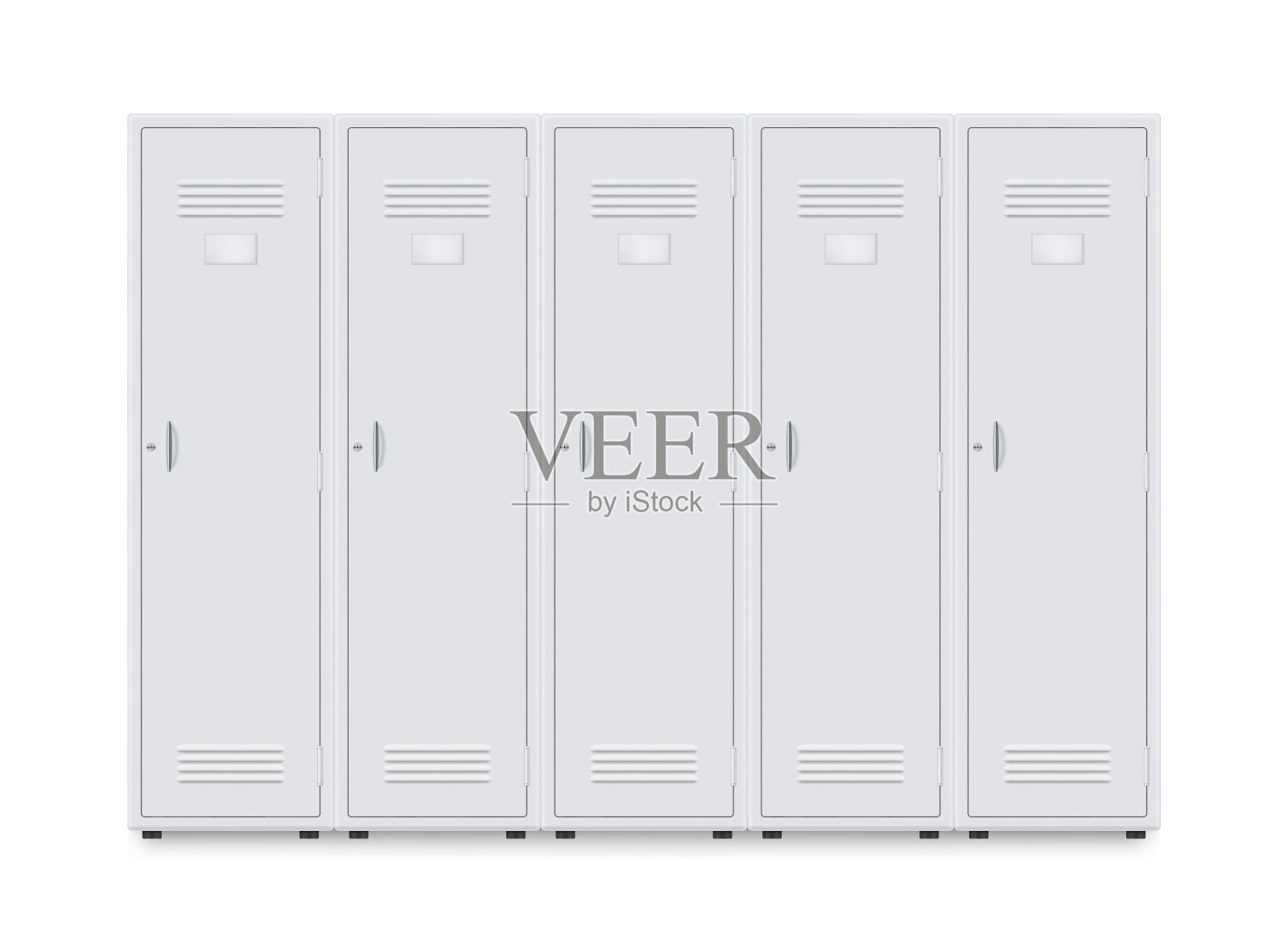 金属储物柜为学校，健身俱乐部，健身房，游泳池逼真的模型。插画图片素材