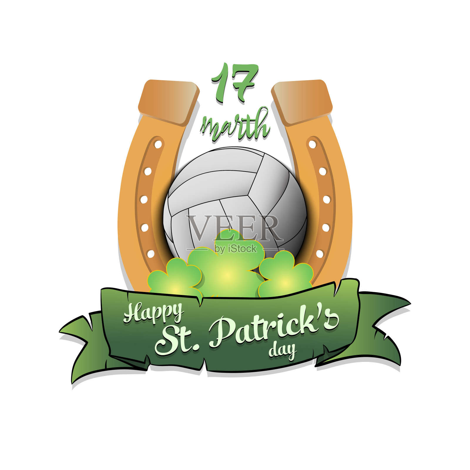 圣帕特里克节快乐，排球快乐插画图片素材