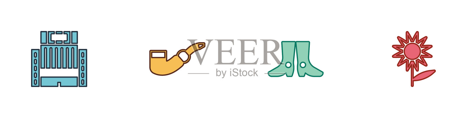 设酒店乌克兰楼抽烟斗图标素材