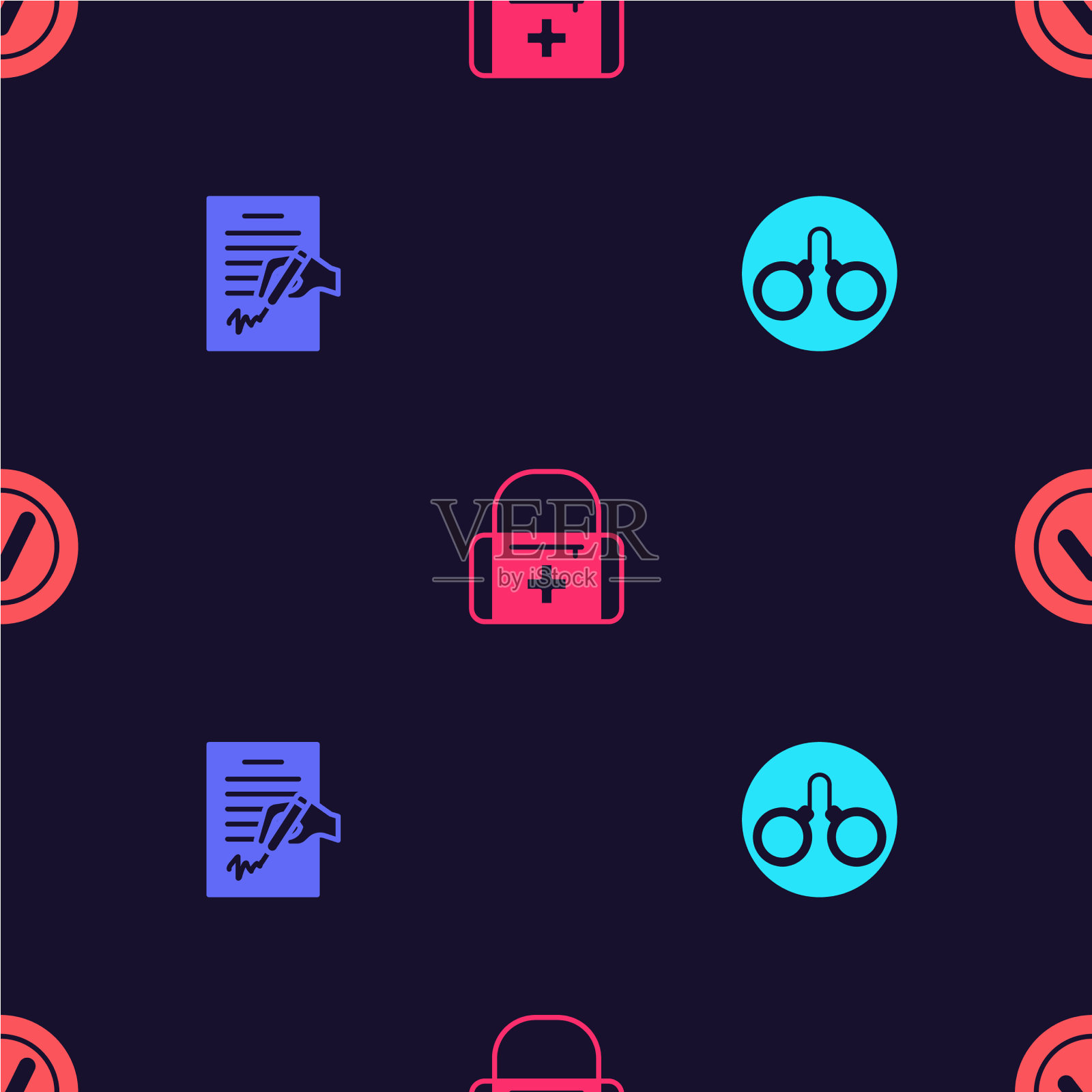 准备好手铐和急救箱并检查图标素材